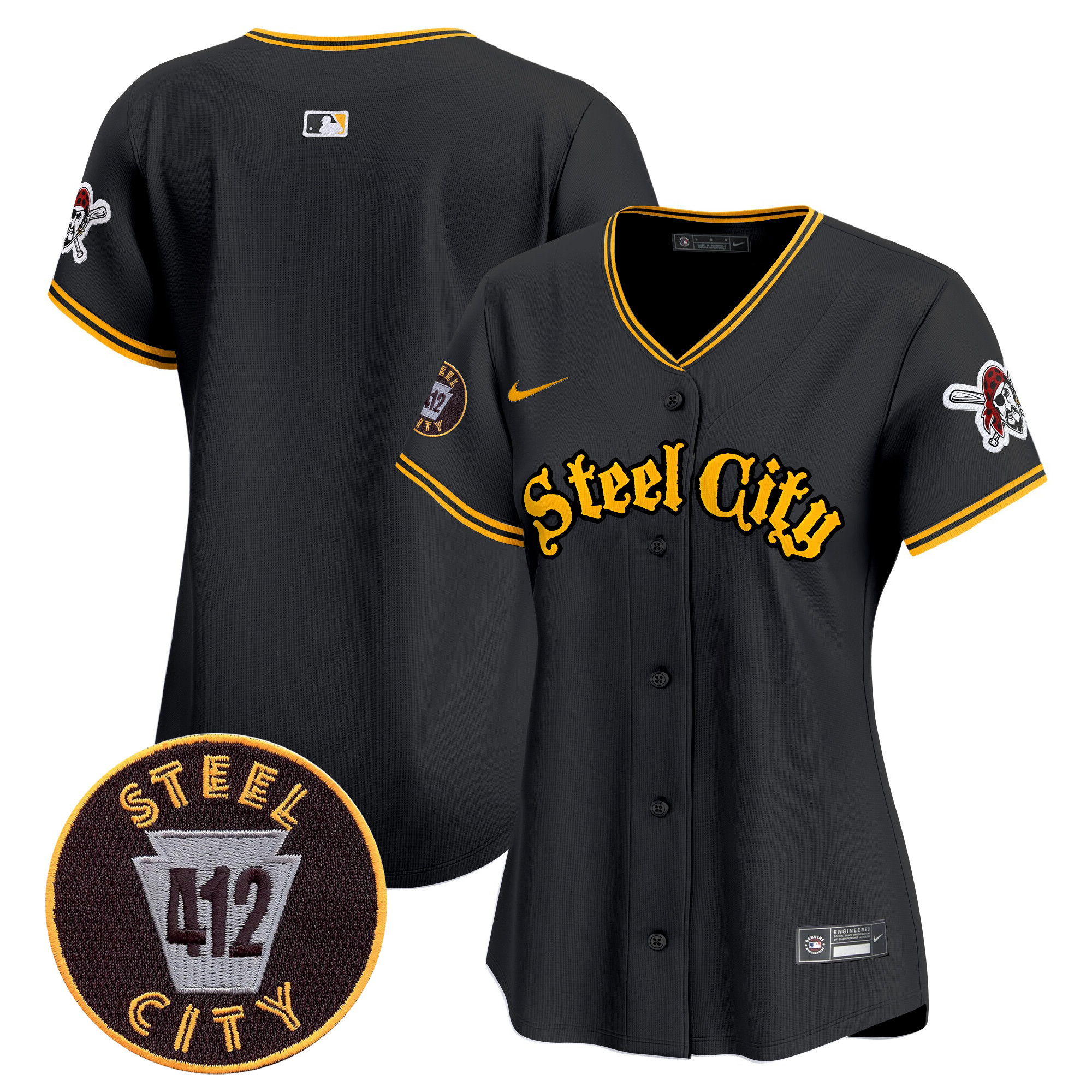 Women's Pittsburgh Pirates 412 Patch Vapor Premier Limited Jersey V5 - All Stitched