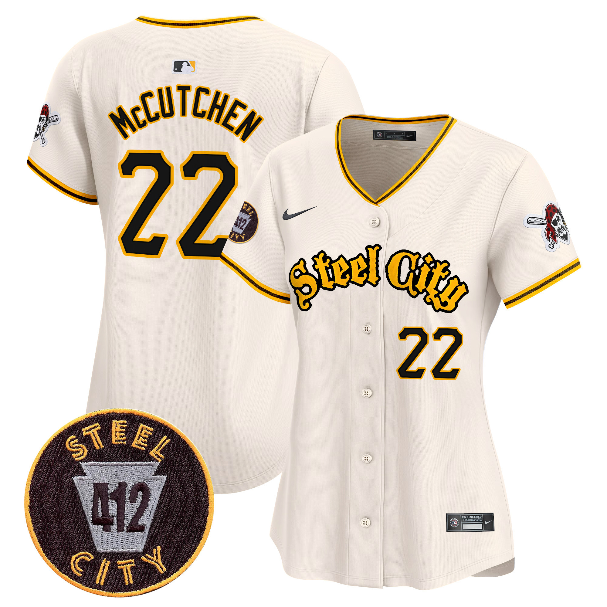 Women's Pittsburgh Pirates 412 Patch Vapor Premier Limited Jersey V5 - All Stitched