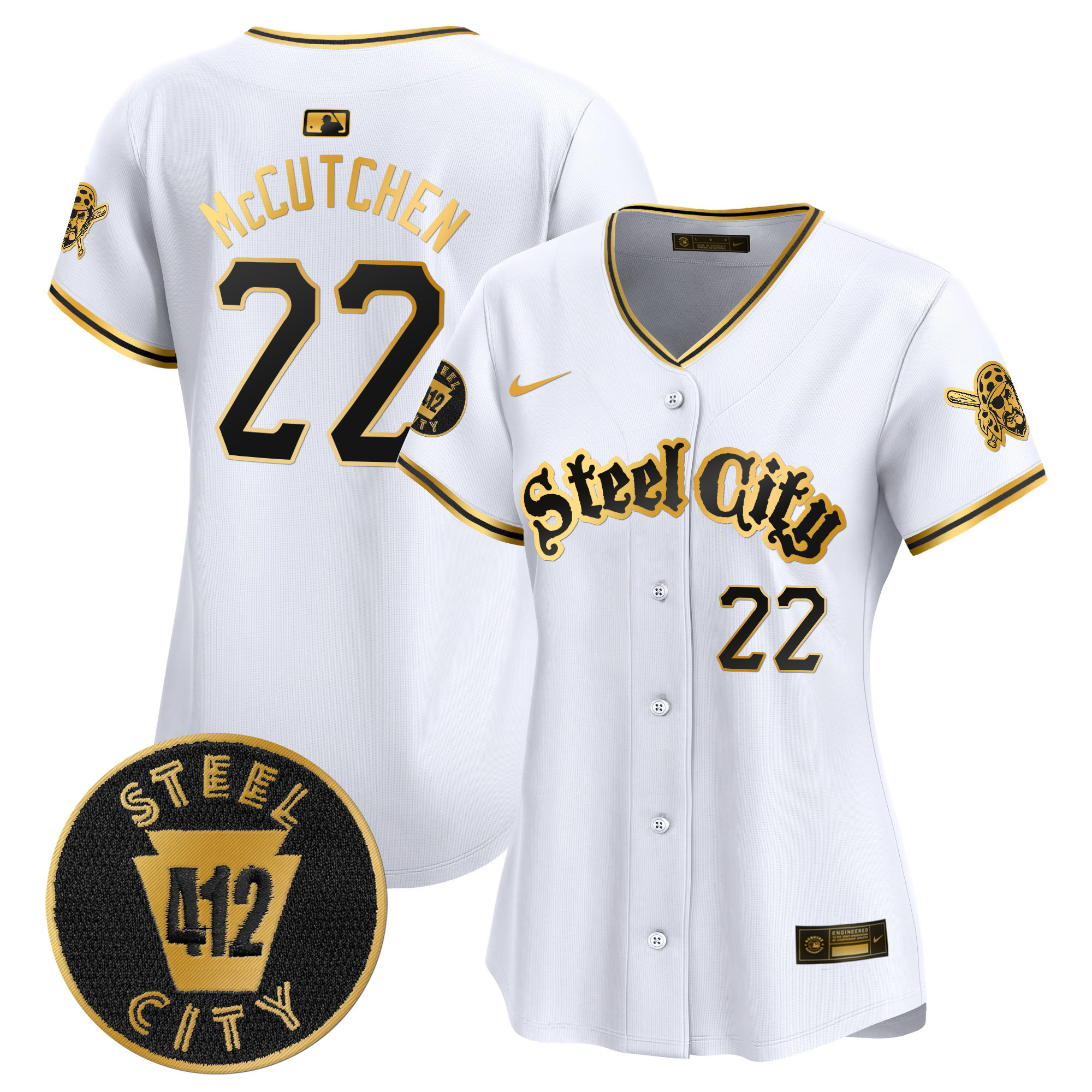 Women's Pittsburgh Pirates 412 Patch Vapor Premier Limited Jersey V5 - All Stitched