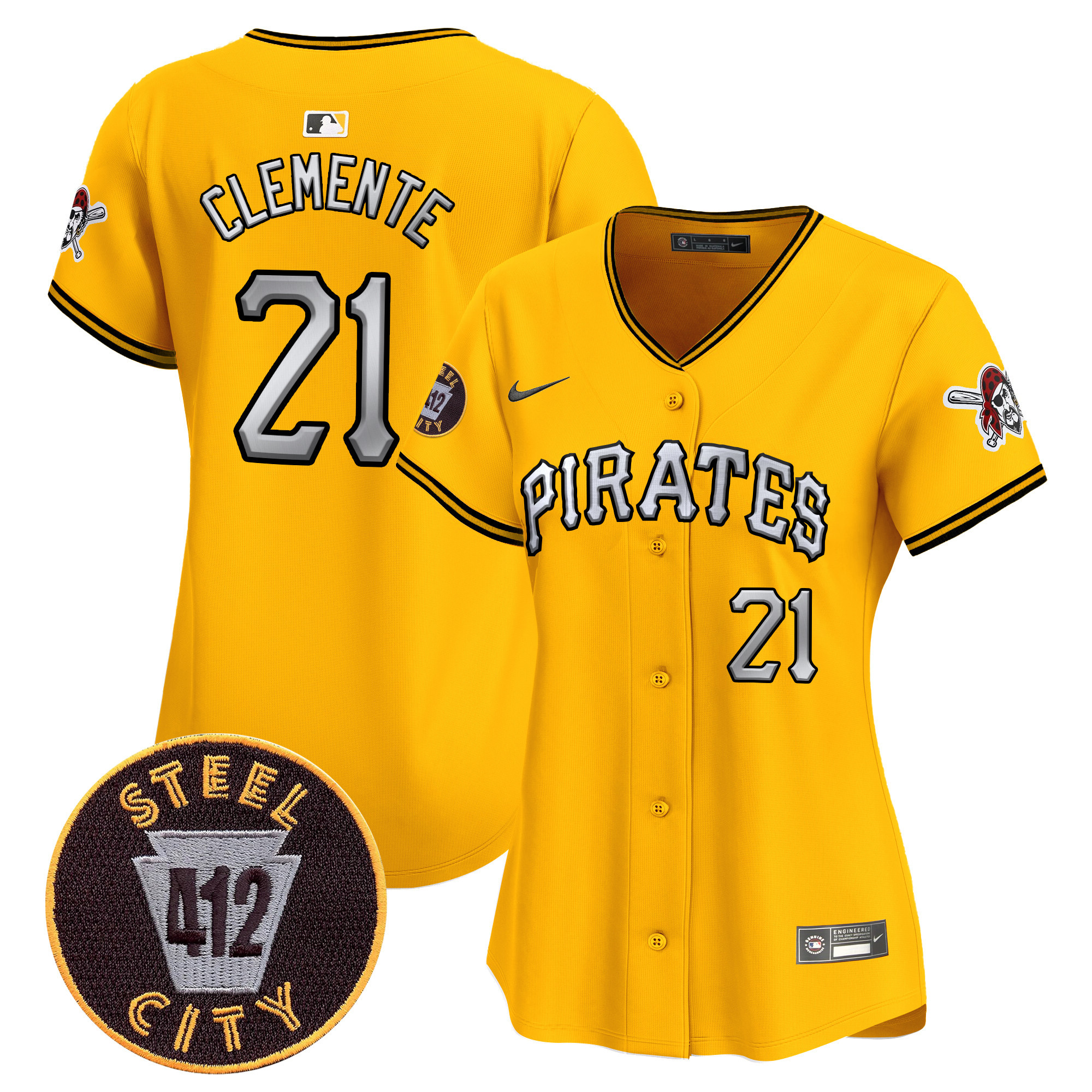 Women's Pittsburgh Pirates 412 Patch Vapor Premier Limited Jersey V6 - All Stitched