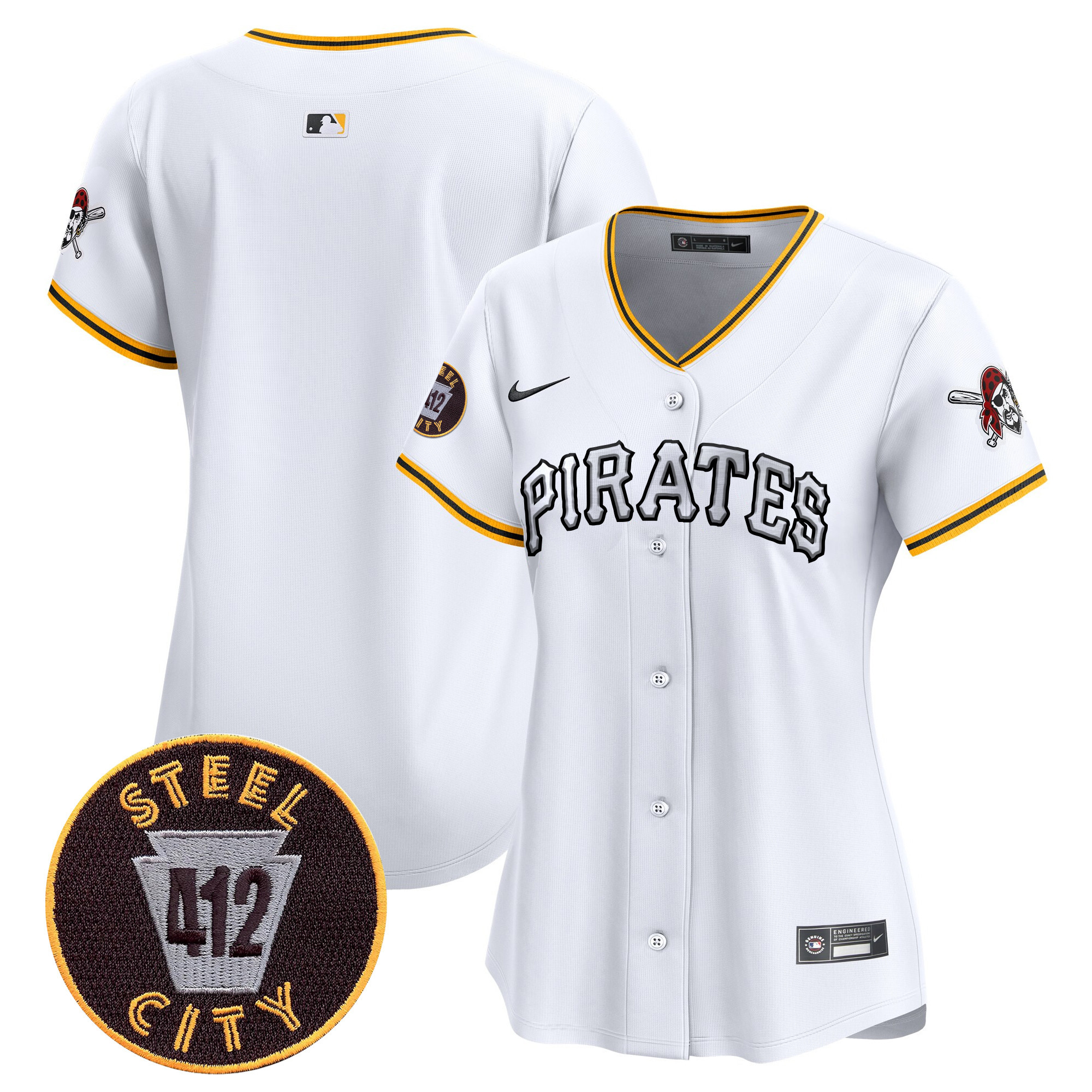 Women's Pittsburgh Pirates 412 Patch Vapor Premier Limited Jersey V6 - All Stitched