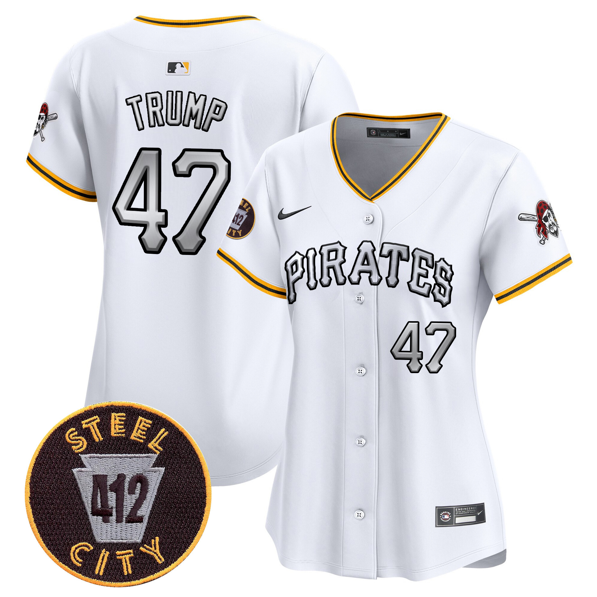Women's Pittsburgh Pirates 412 Patch Vapor Premier Limited Jersey V6 - All Stitched