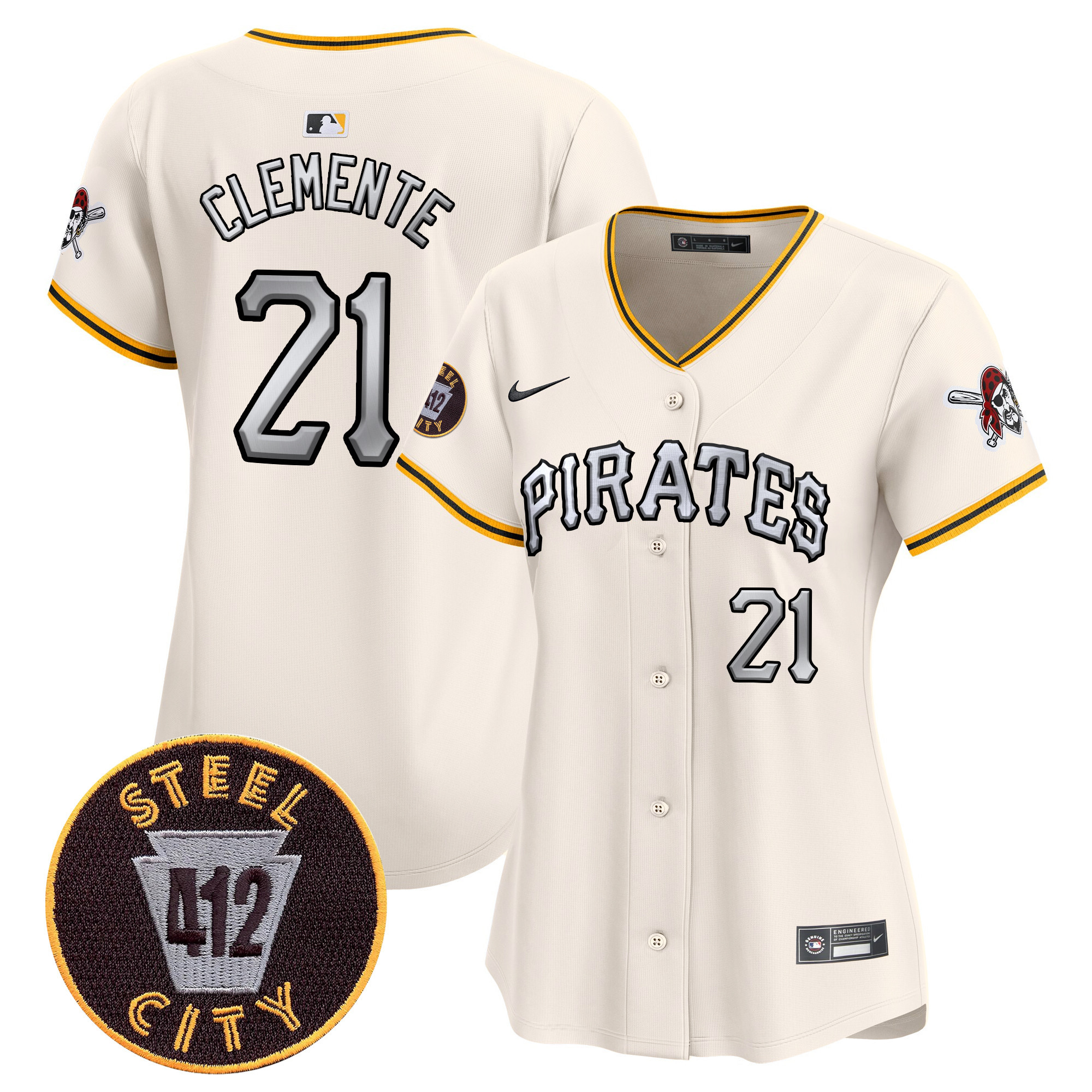 Women's Pittsburgh Pirates 412 Patch Vapor Premier Limited Jersey V6 - All Stitched