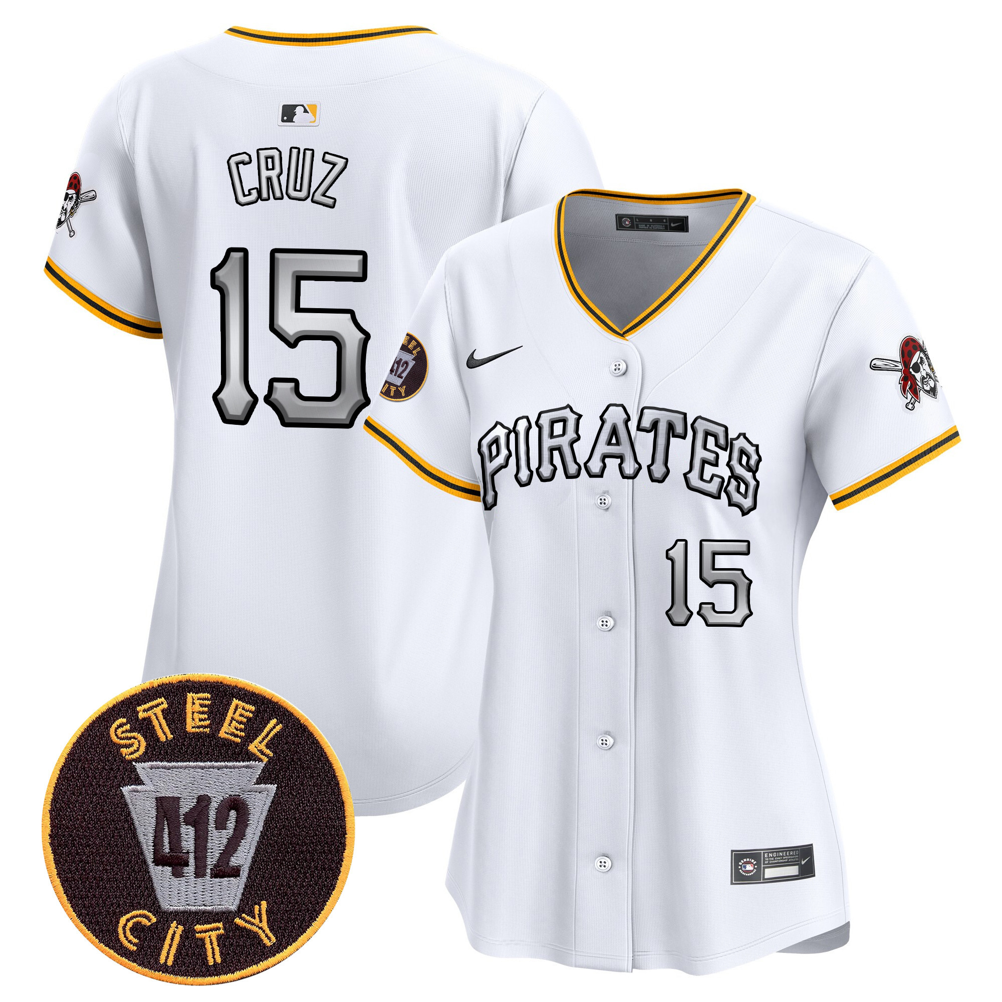 Women's Pittsburgh Pirates 412 Patch Vapor Premier Limited Jersey V6 - All Stitched