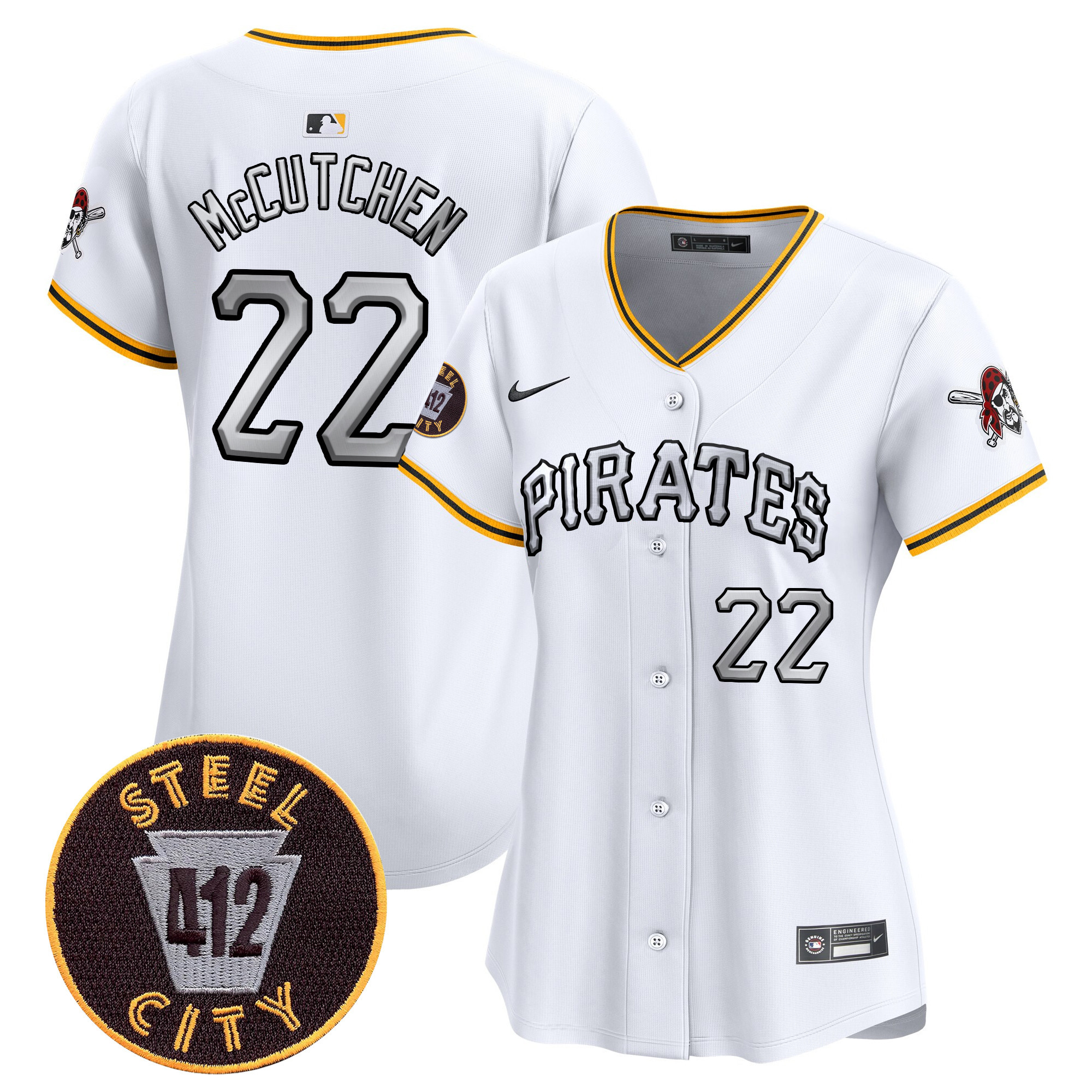 Women's Pittsburgh Pirates 412 Patch Vapor Premier Limited Jersey V6 - All Stitched