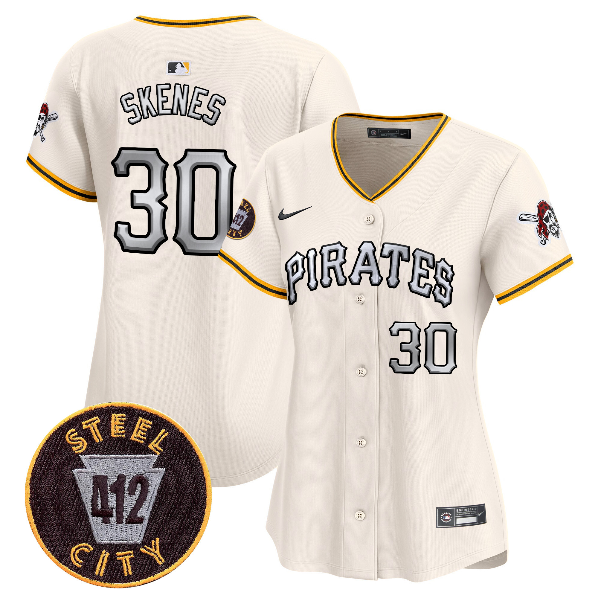 Women's Pittsburgh Pirates 412 Patch Vapor Premier Limited Jersey V6 - All Stitched