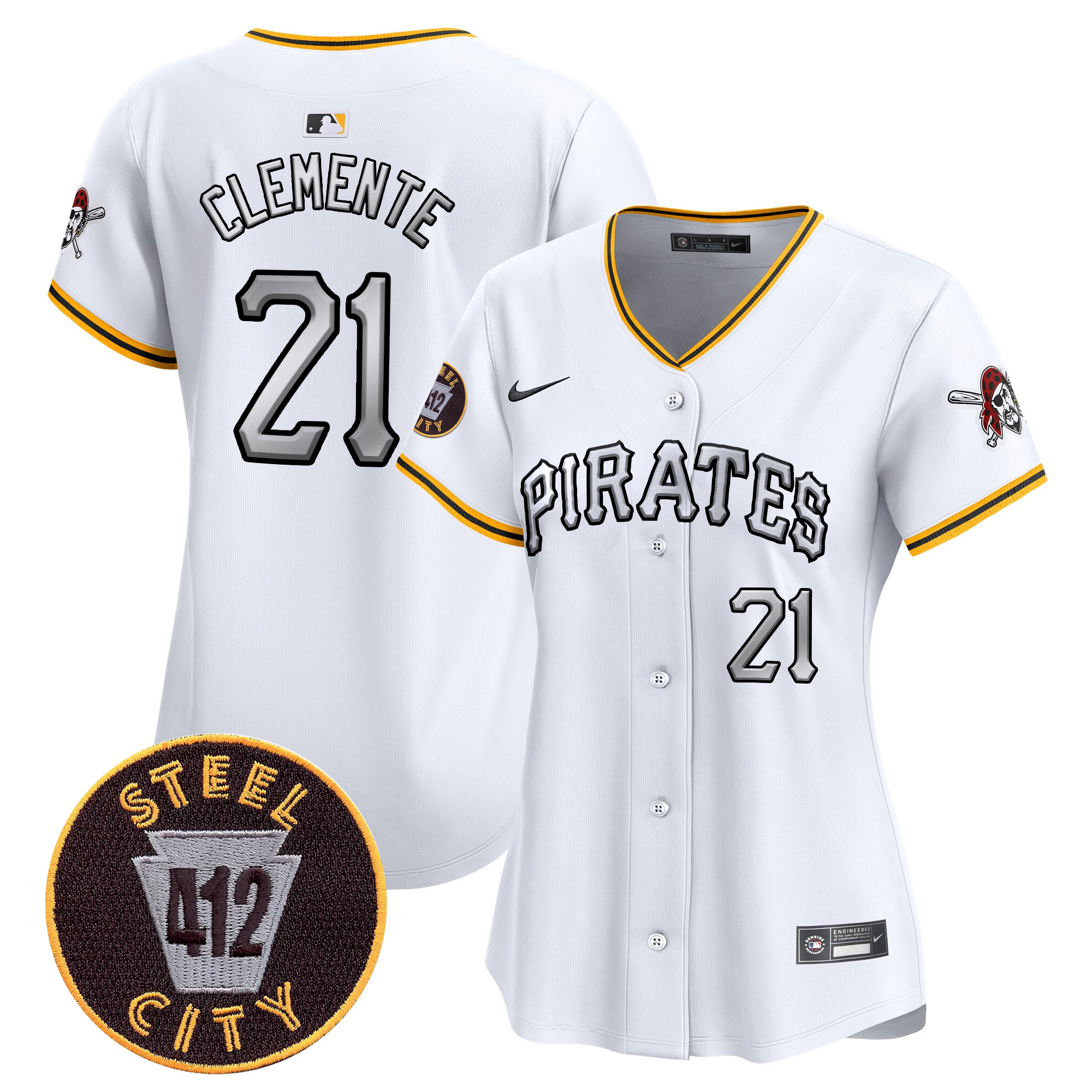 Women's Pittsburgh Pirates 412 Patch Vapor Premier Limited Jersey V6 - All Stitched