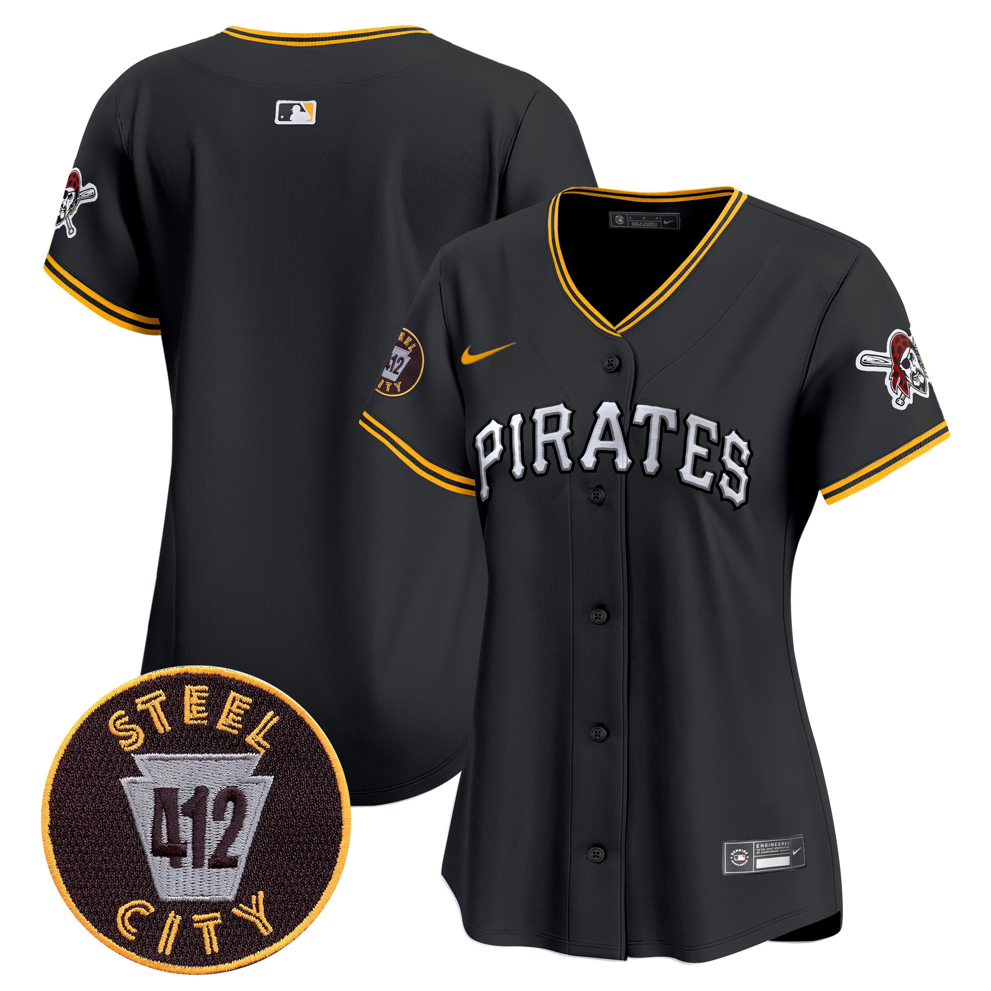 Women's Pittsburgh Pirates 412 Patch Vapor Premier Limited Jersey V6 - All Stitched