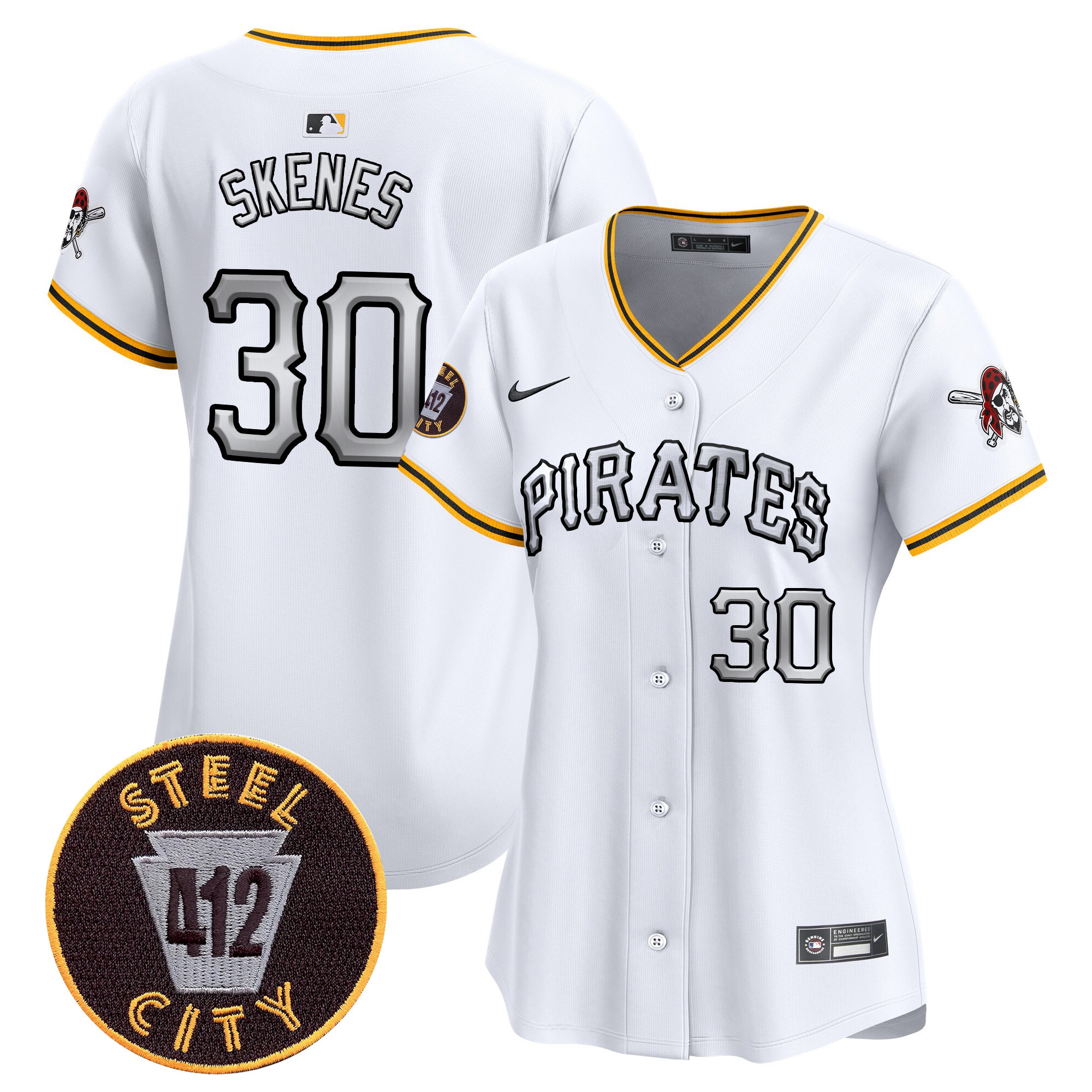 Women's Pittsburgh Pirates 412 Patch Vapor Premier Limited Jersey V6 - All Stitched