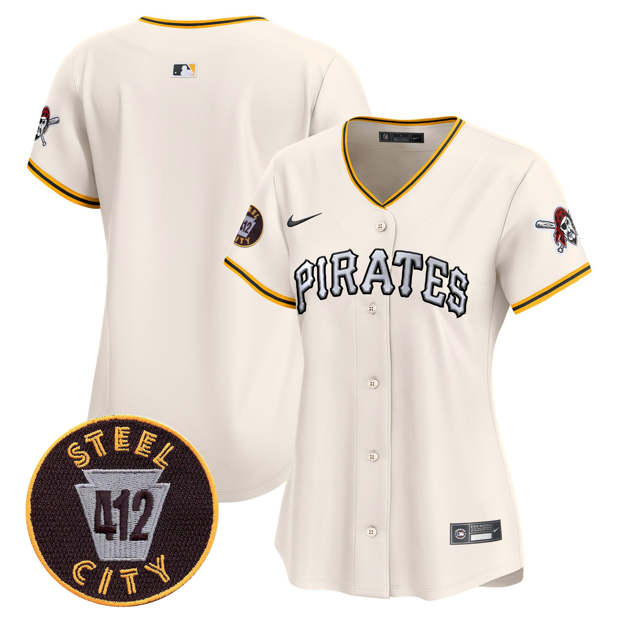 Women's Pittsburgh Pirates 412 Patch Vapor Premier Limited Jersey V6 - All Stitched