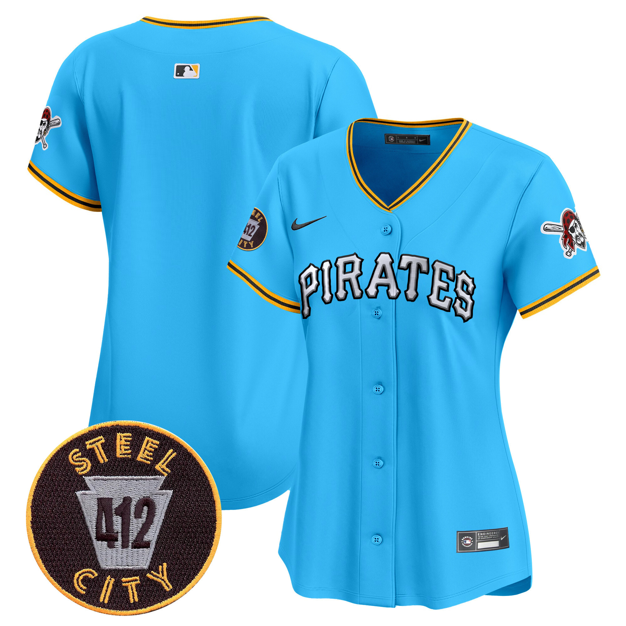 Women's Pittsburgh Pirates 412 Patch Vapor Premier Limited Jersey V6 - All Stitched
