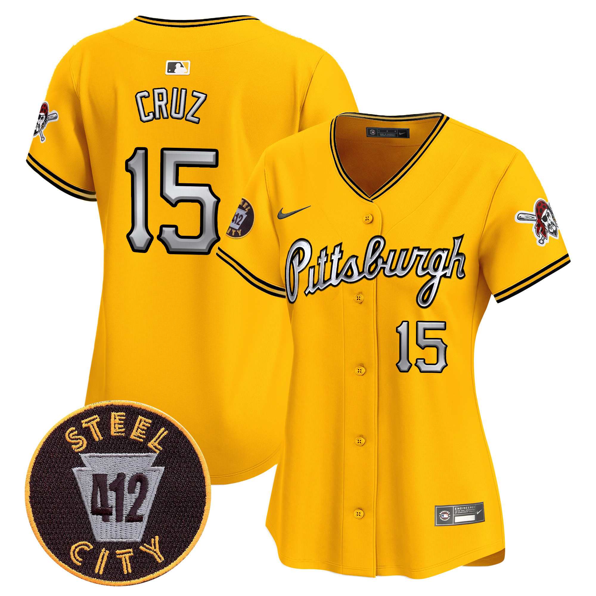 Women's Pittsburgh Pirates 412 Patch Vapor Premier Limited Jersey V7 - All Stitched