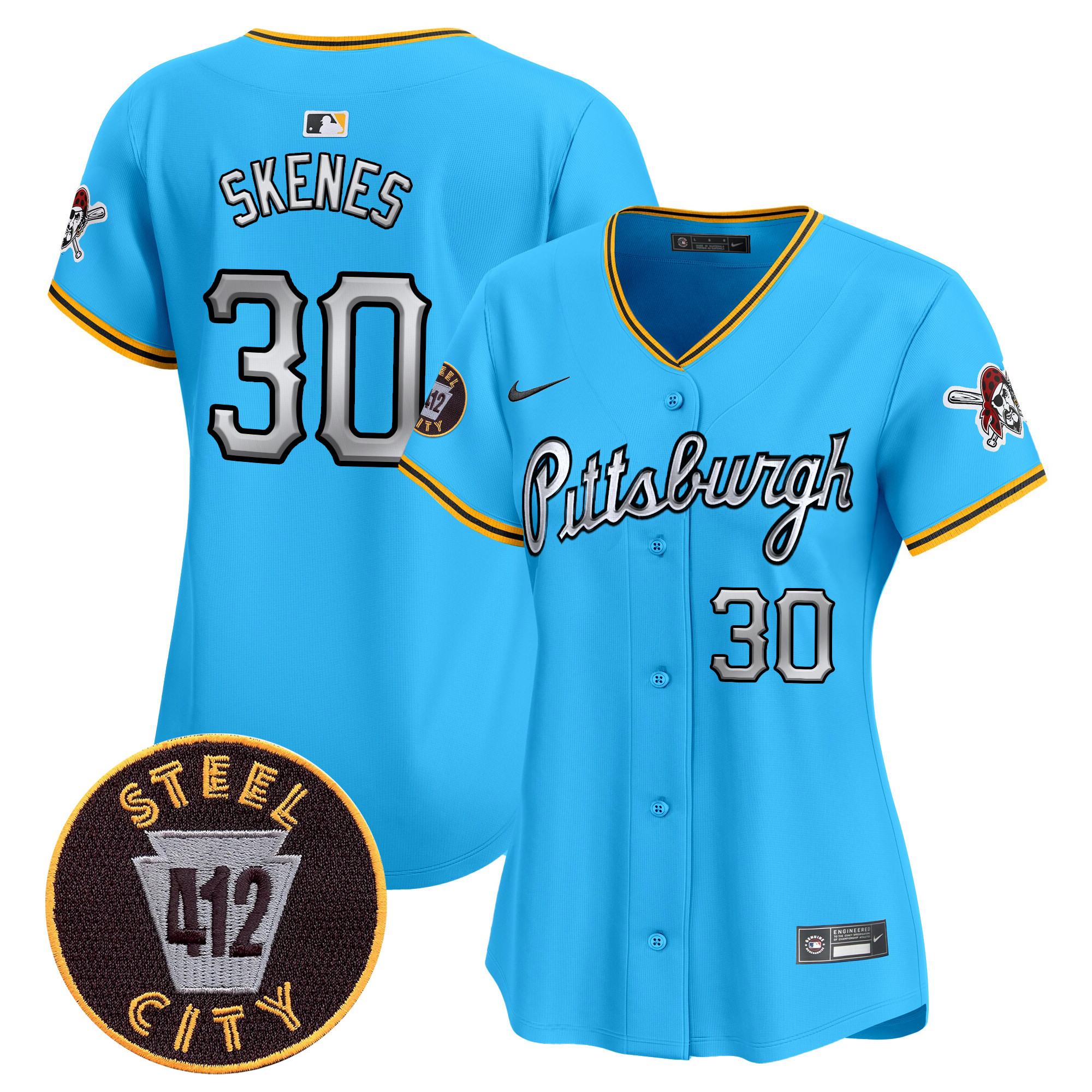 Women's Pittsburgh Pirates 412 Patch Vapor Premier Limited Jersey V7 - All Stitched