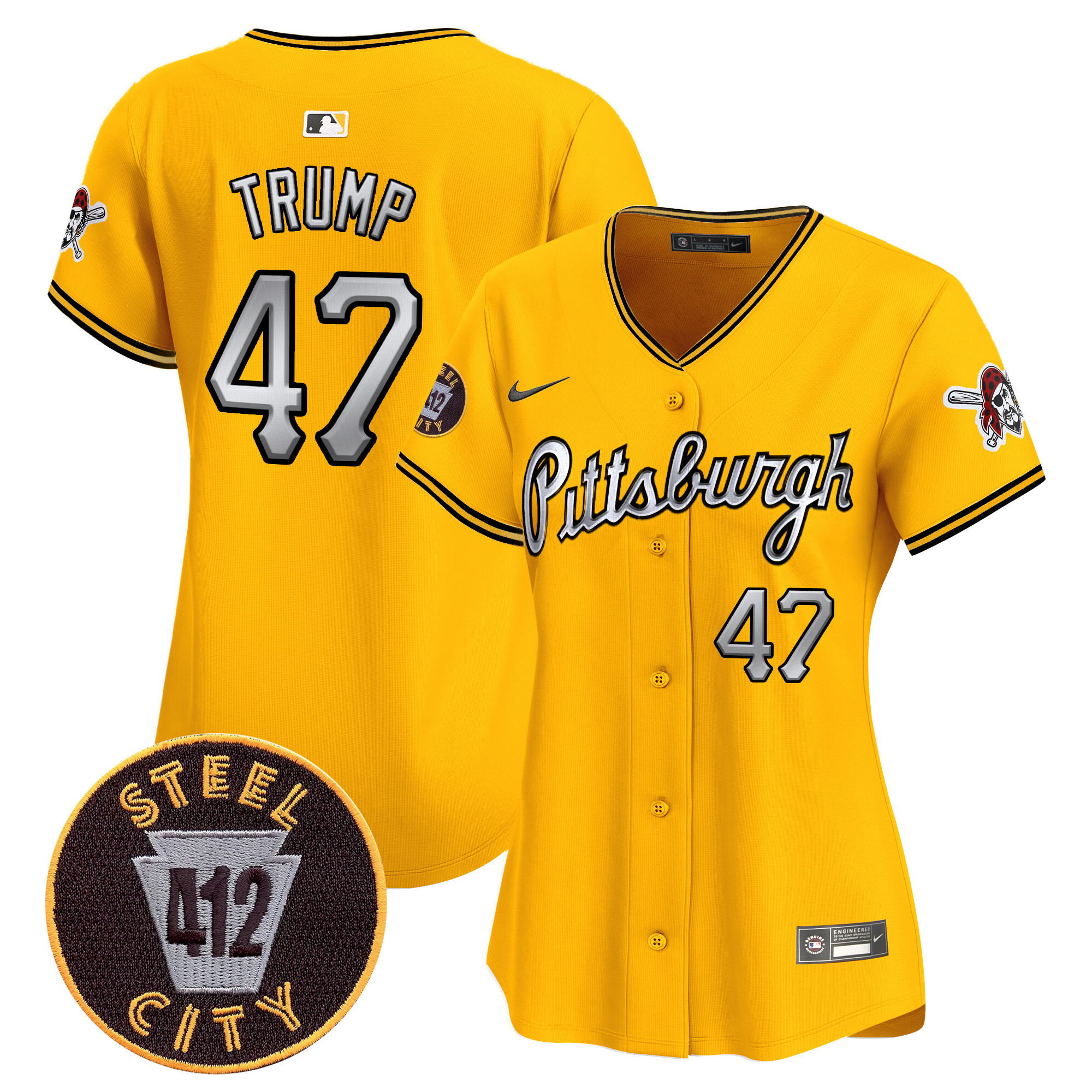 Women's Pittsburgh Pirates 412 Patch Vapor Premier Limited Jersey V7 - All Stitched