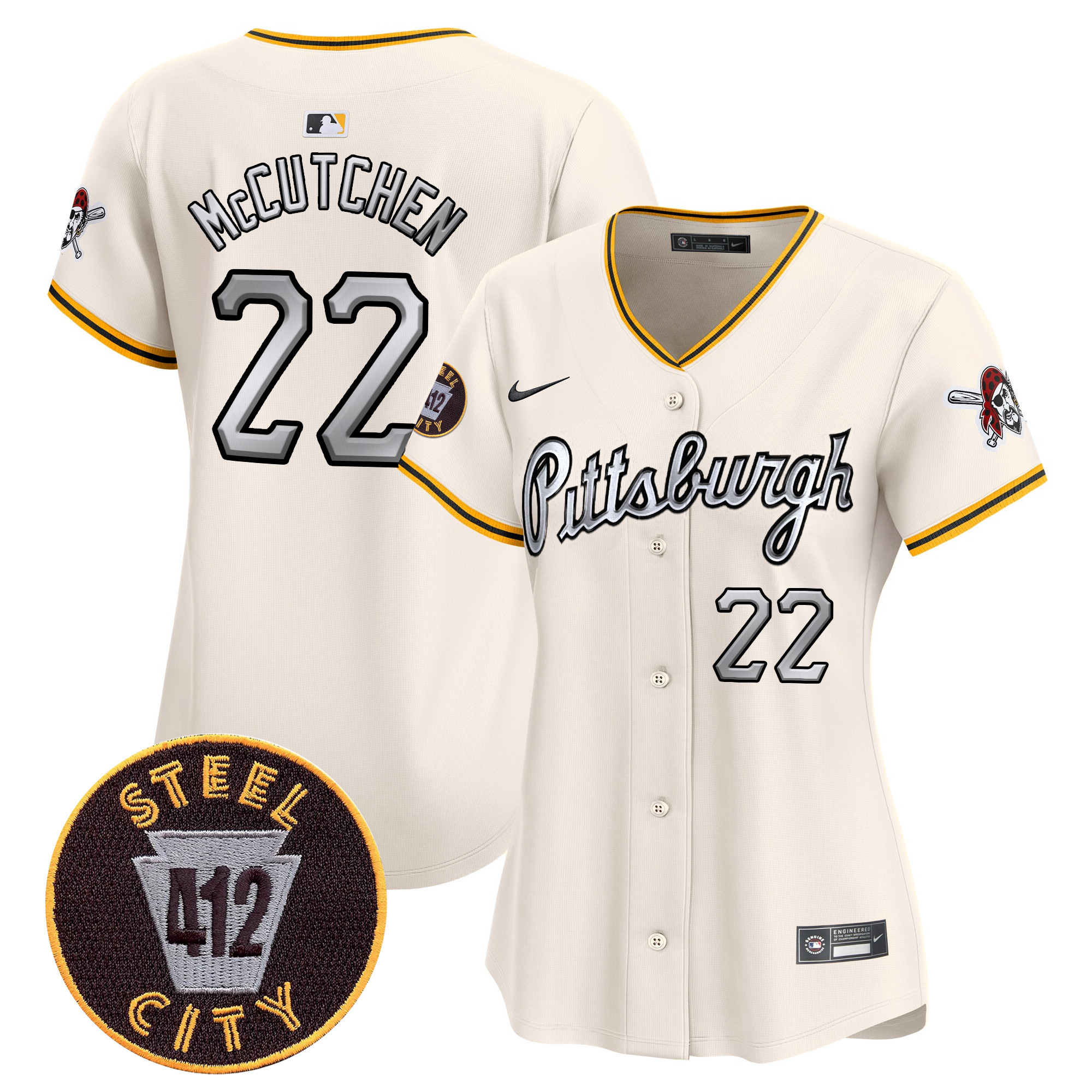 Women's Pittsburgh Pirates 412 Patch Vapor Premier Limited Jersey V7 - All Stitched