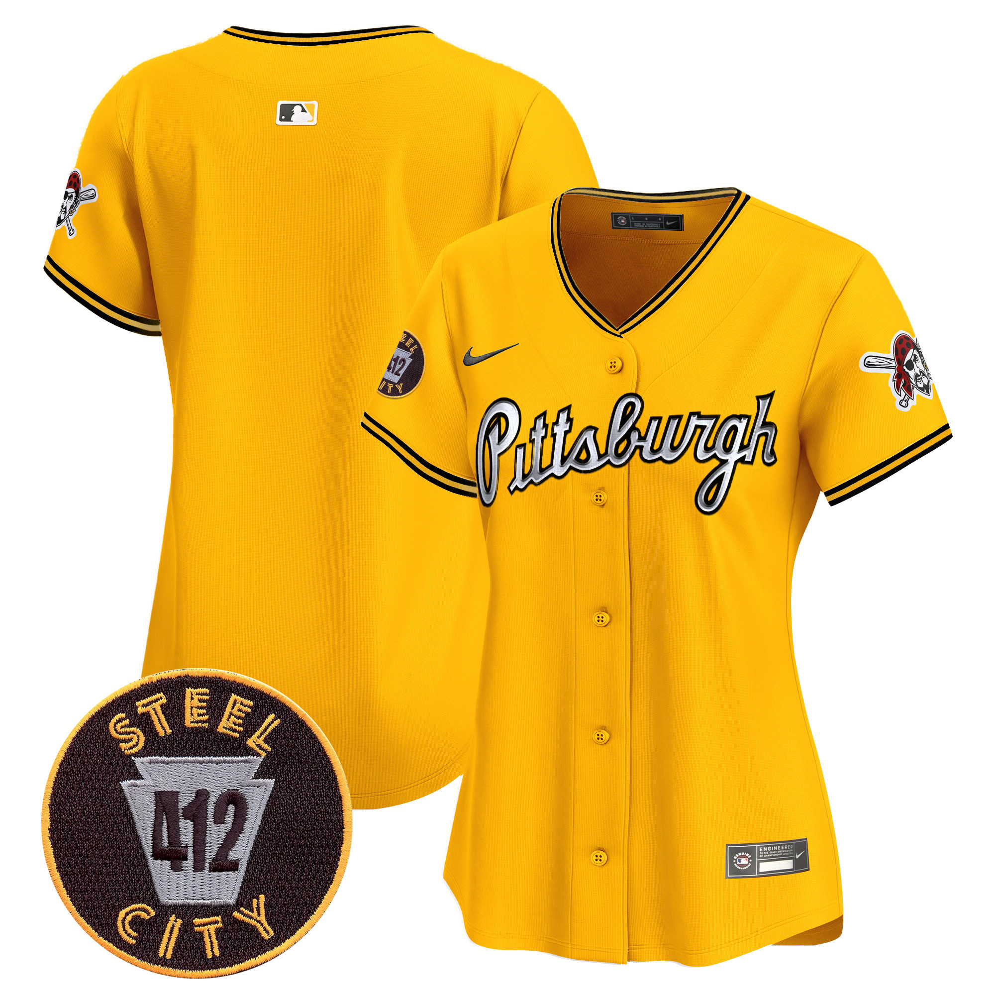 Women's Pittsburgh Pirates 412 Patch Vapor Premier Limited Jersey V7 - All Stitched