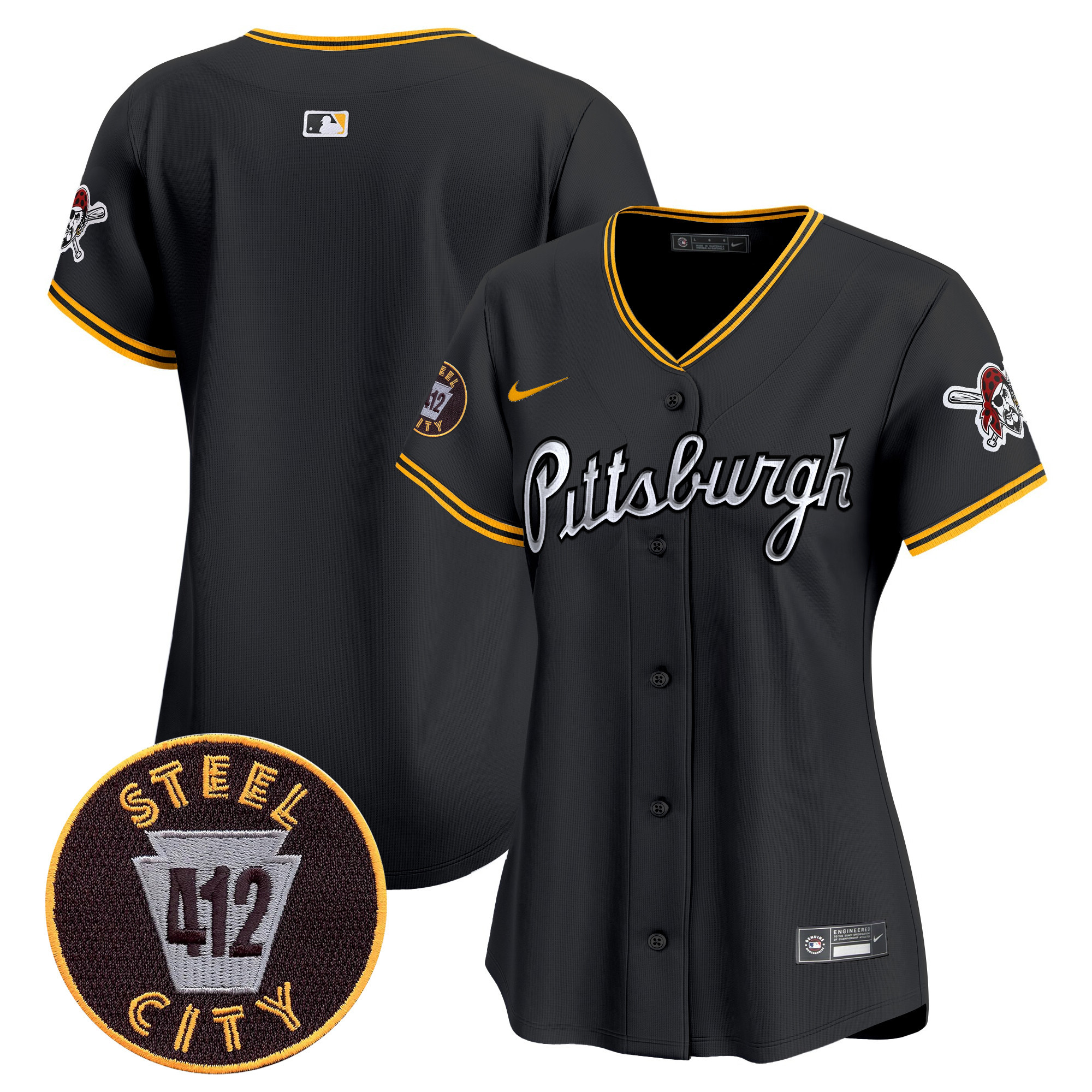 Women's Pittsburgh Pirates 412 Patch Vapor Premier Limited Jersey V7 - All Stitched