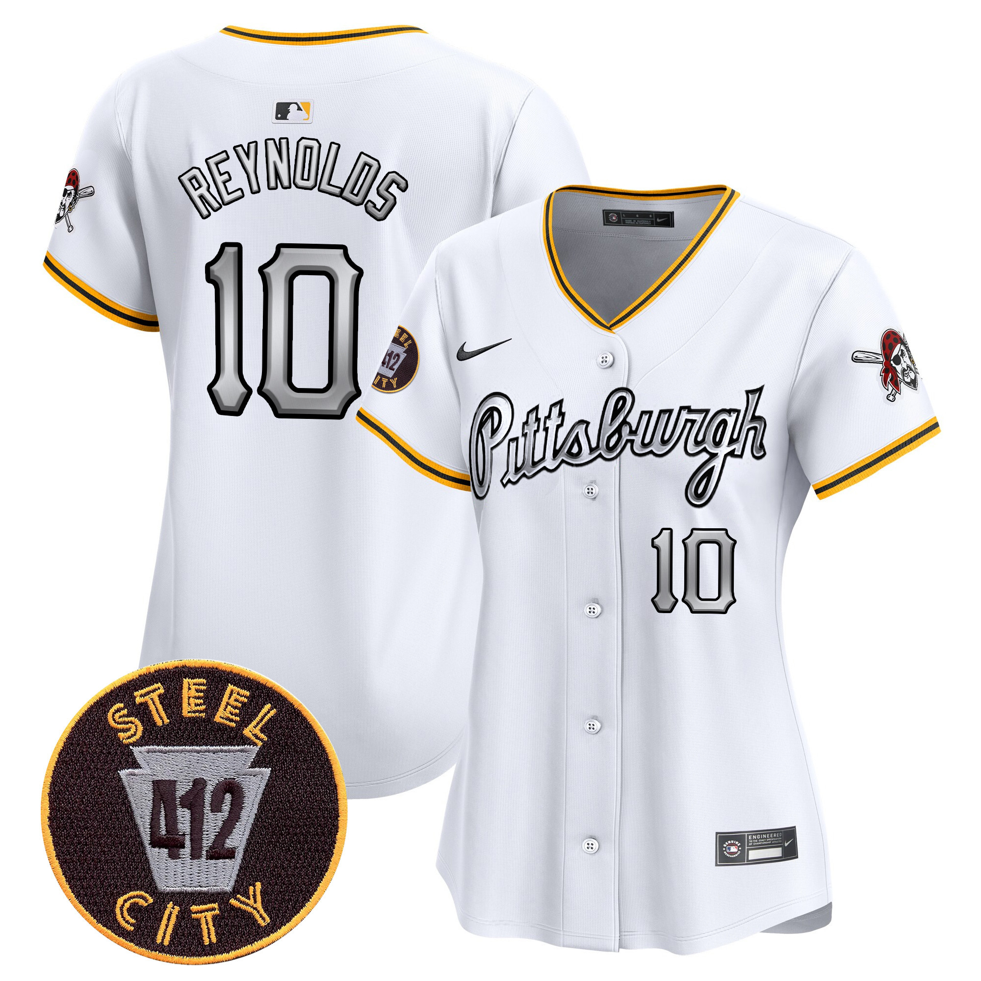 Women's Pittsburgh Pirates 412 Patch Vapor Premier Limited Jersey V7 - All Stitched
