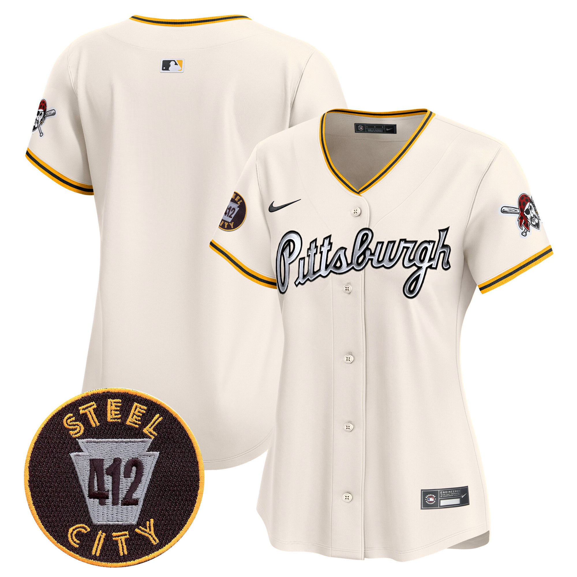 Women's Pittsburgh Pirates 412 Patch Vapor Premier Limited Jersey V7 - All Stitched