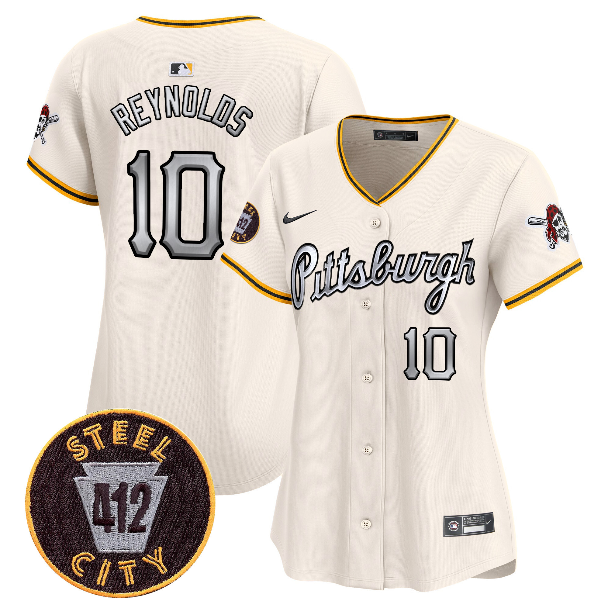 Women's Pittsburgh Pirates 412 Patch Vapor Premier Limited Jersey V7 - All Stitched