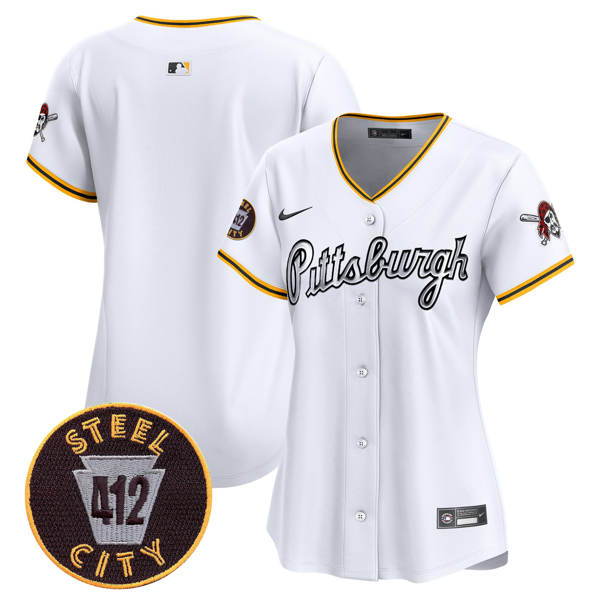 Women's Pittsburgh Pirates 412 Patch Vapor Premier Limited Jersey V7 - All Stitched