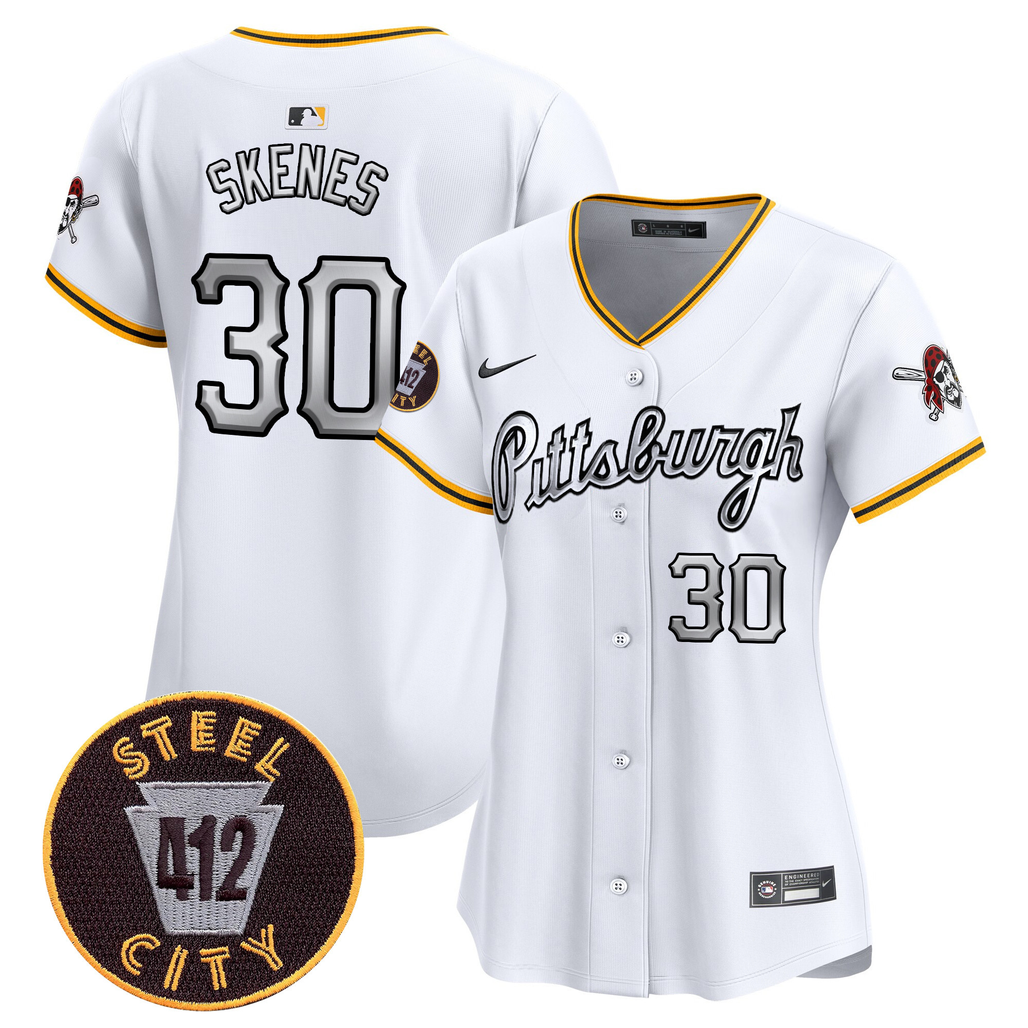 Women's Pittsburgh Pirates 412 Patch Vapor Premier Limited Jersey V7 - All Stitched
