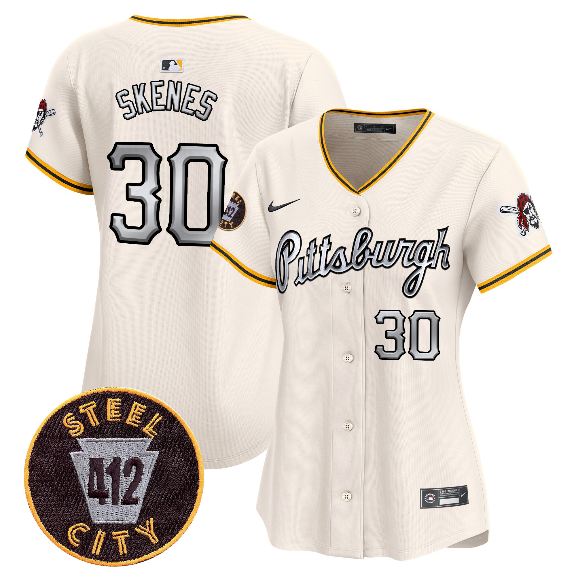 Women's Pittsburgh Pirates 412 Patch Vapor Premier Limited Jersey V7 - All Stitched