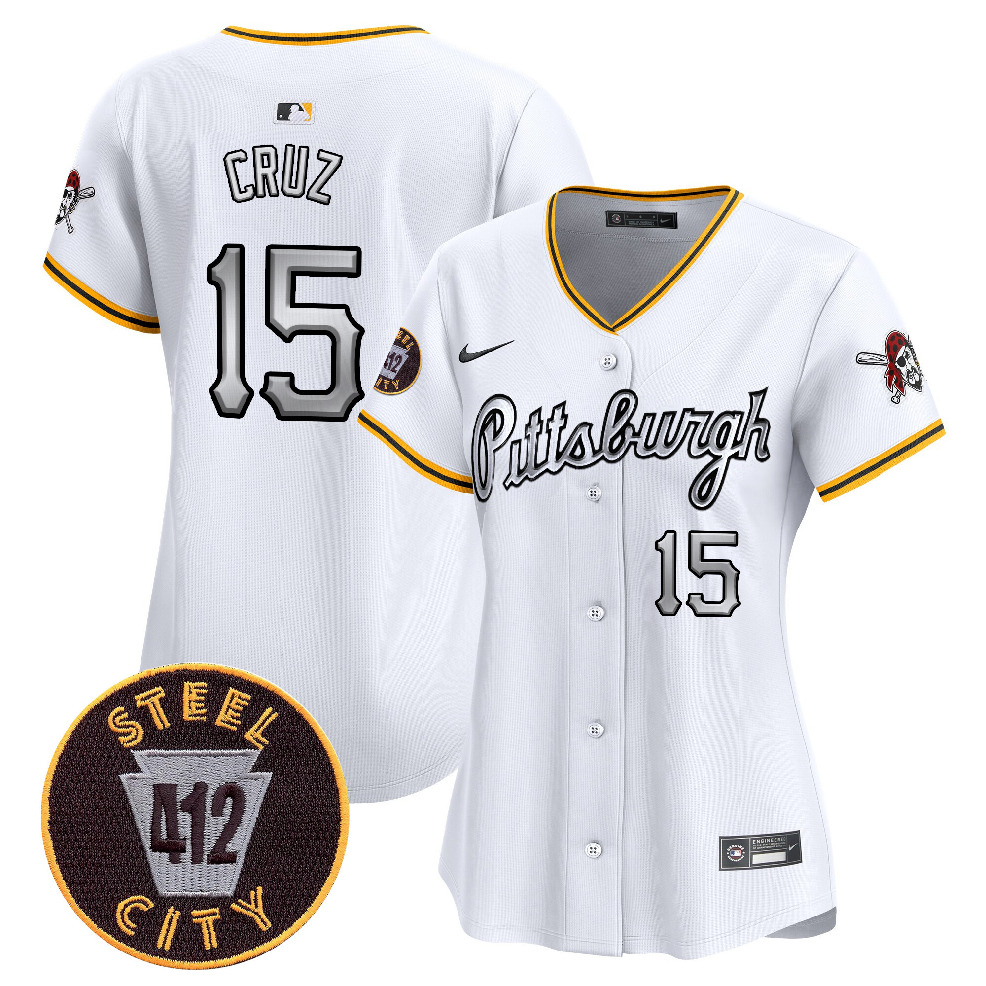 Women's Pittsburgh Pirates 412 Patch Vapor Premier Limited Jersey V7 - All Stitched