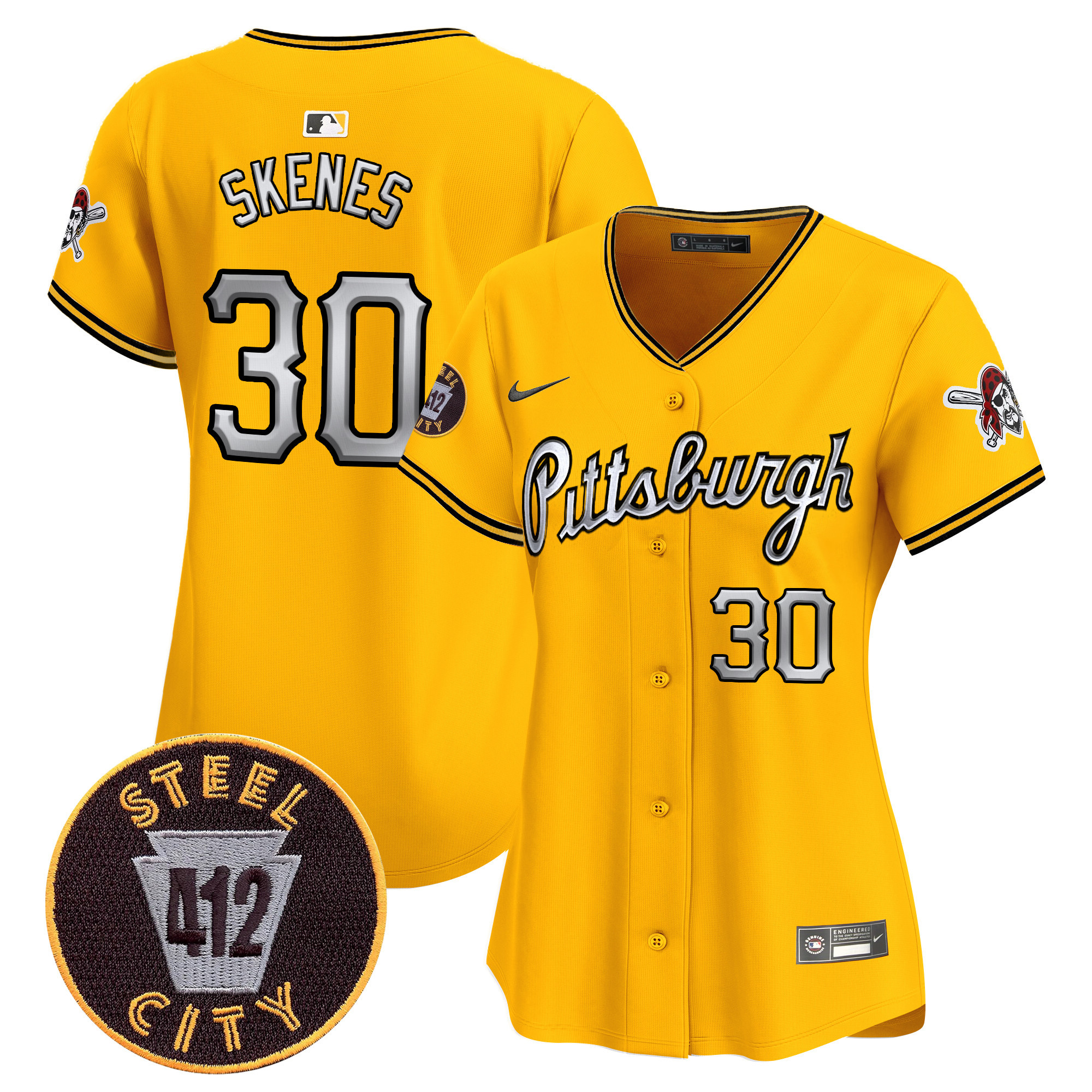 Women's Pittsburgh Pirates 412 Patch Vapor Premier Limited Jersey V7 - All Stitched