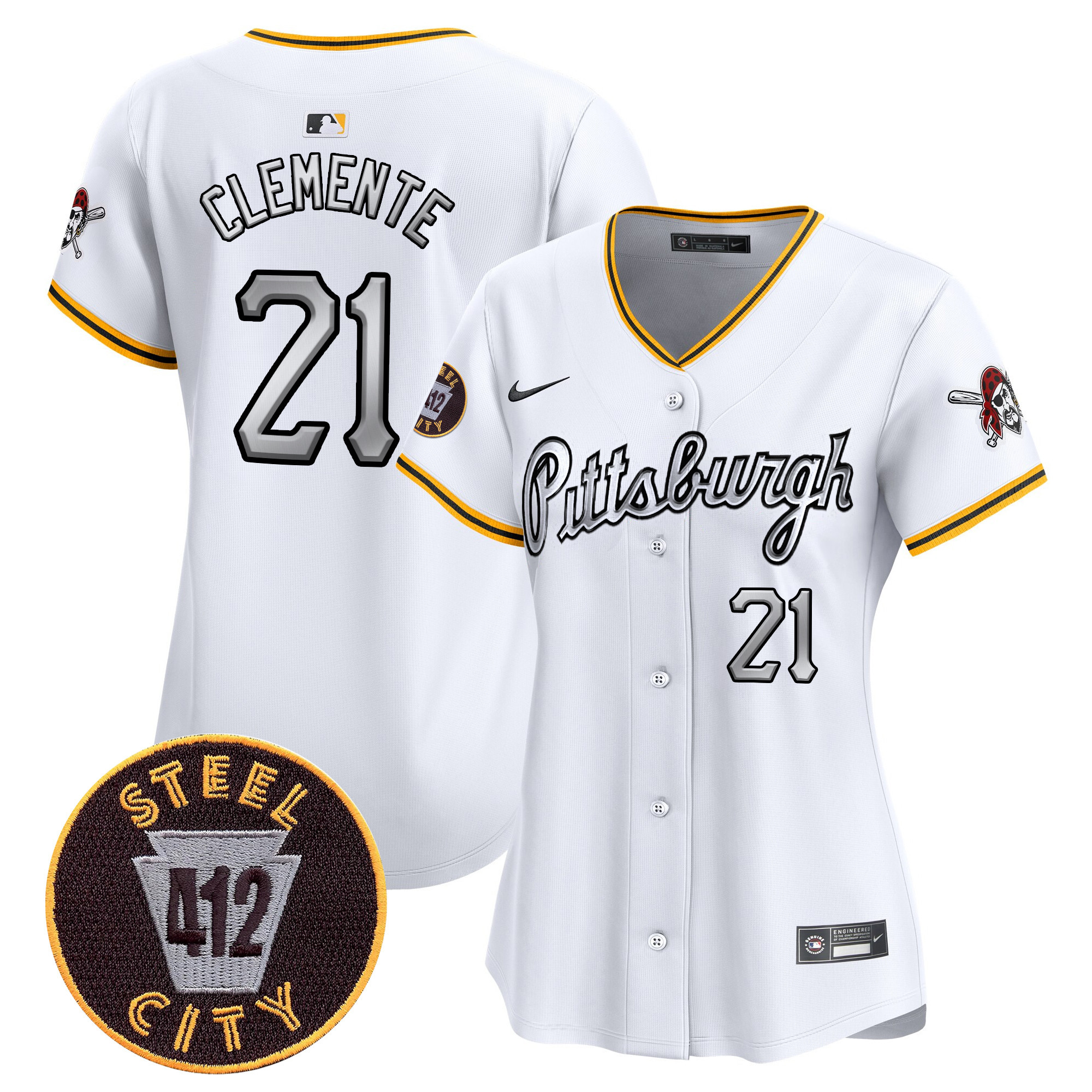 Women's Pittsburgh Pirates 412 Patch Vapor Premier Limited Jersey V7 - All Stitched