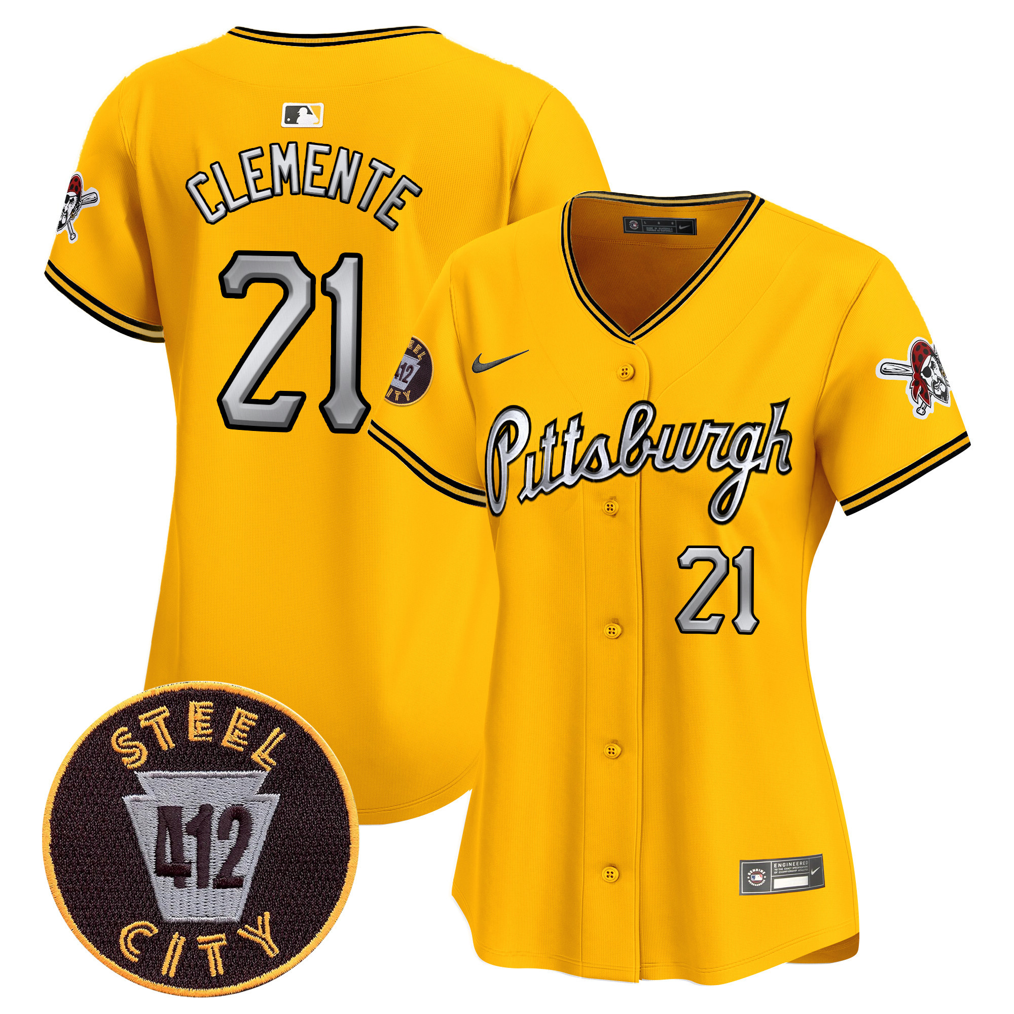 Women's Pittsburgh Pirates 412 Patch Vapor Premier Limited Jersey V7 - All Stitched