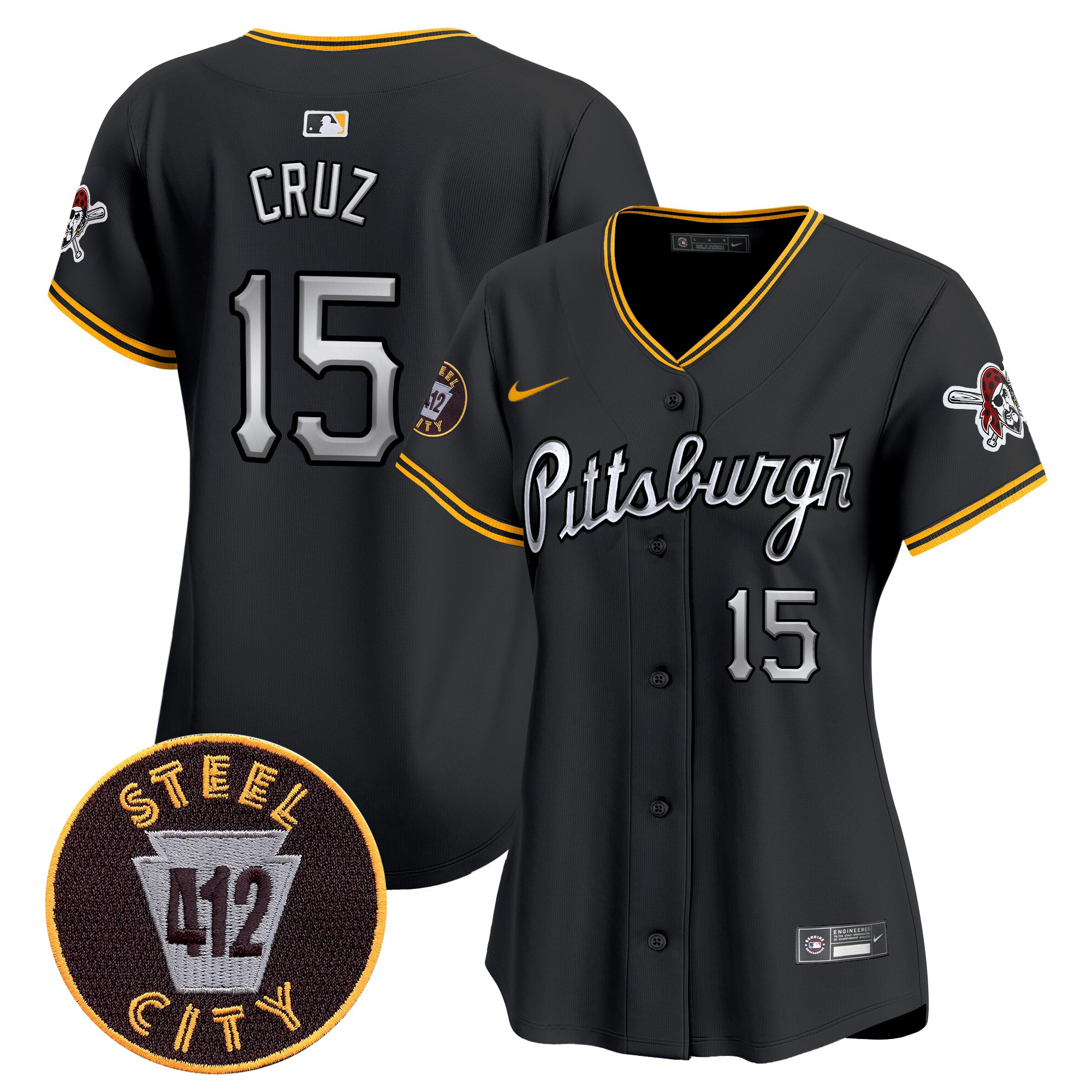 Women's Pittsburgh Pirates 412 Patch Vapor Premier Limited Jersey V7 - All Stitched