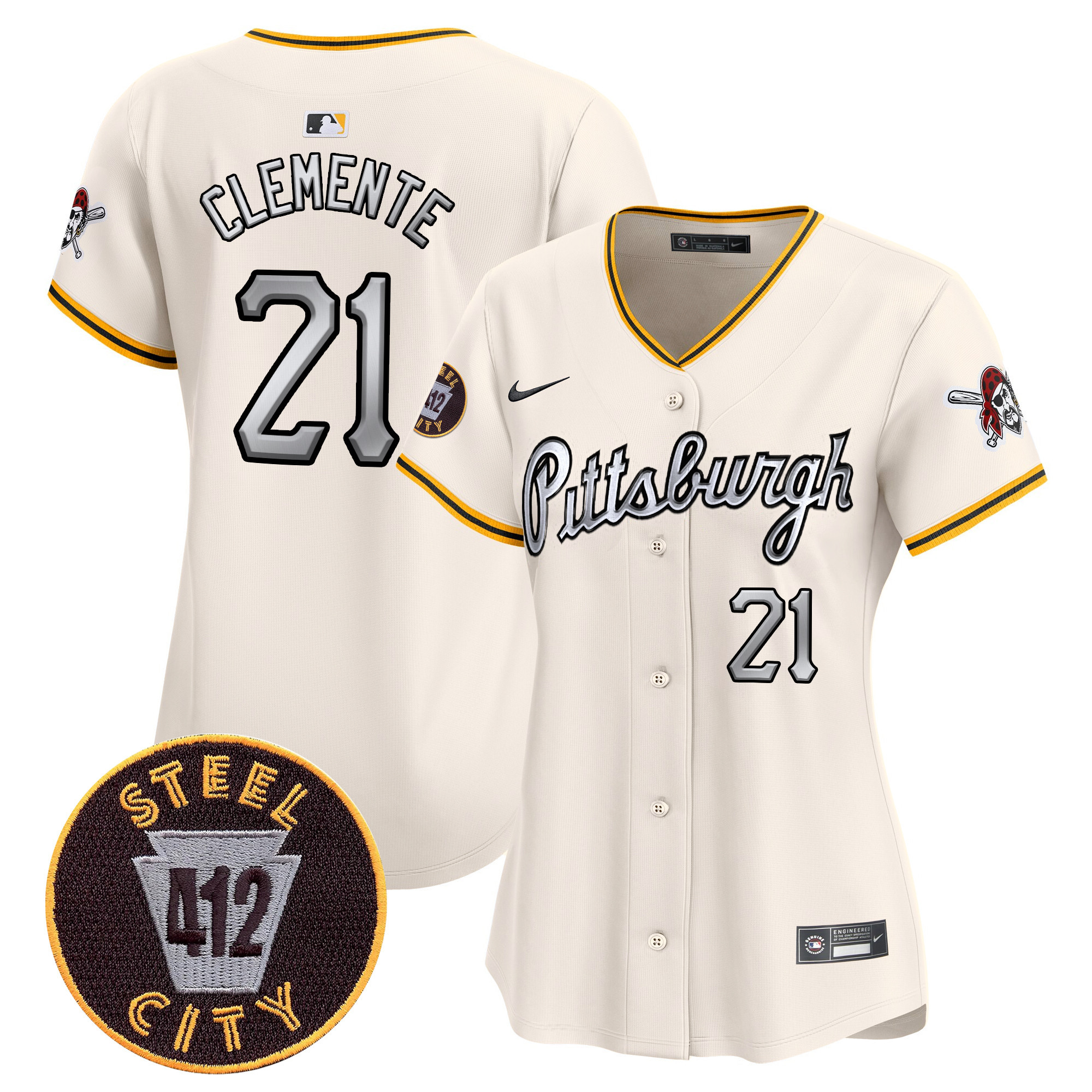 Women's Pittsburgh Pirates 412 Patch Vapor Premier Limited Jersey V7 - All Stitched