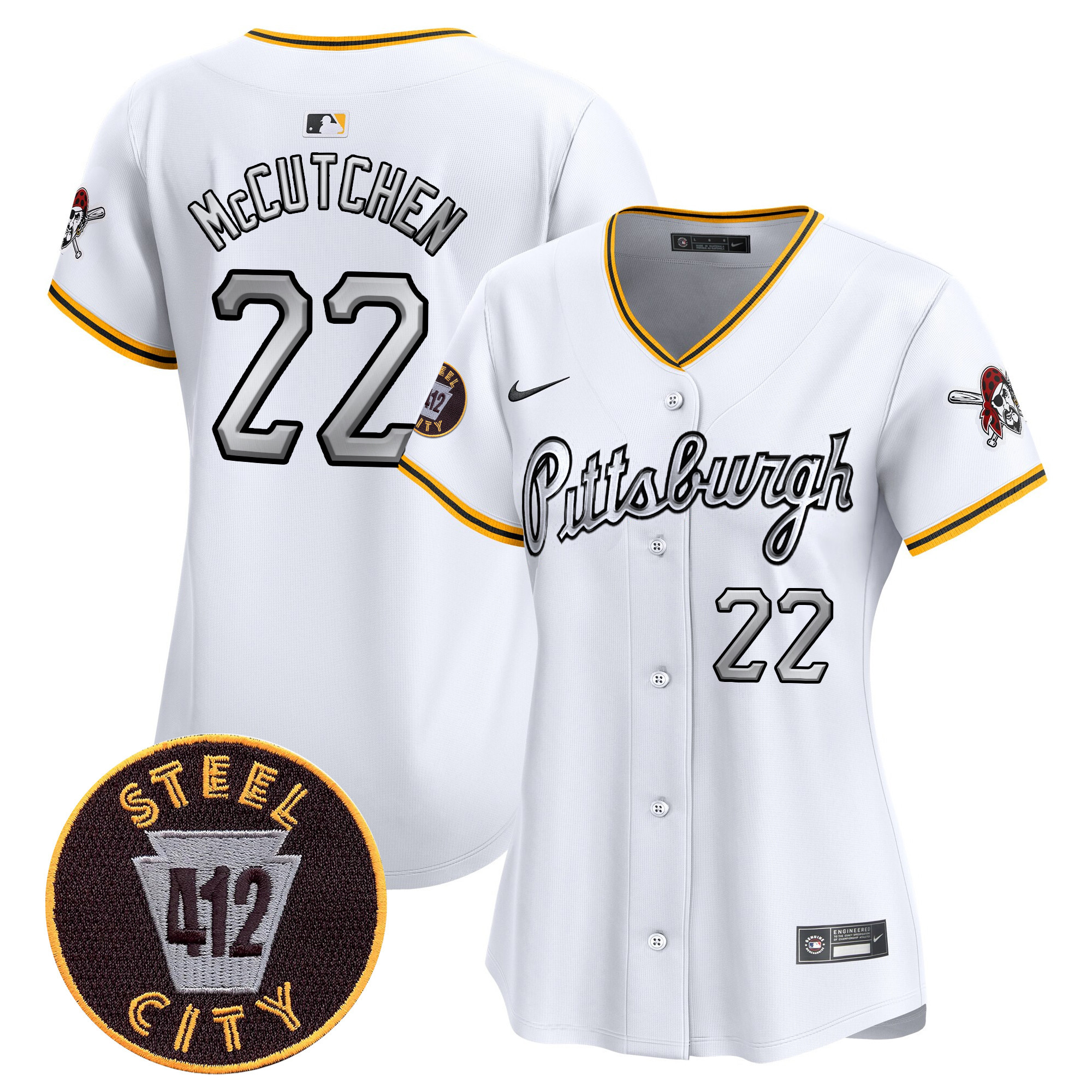 Women's Pittsburgh Pirates 412 Patch Vapor Premier Limited Jersey V7 - All Stitched
