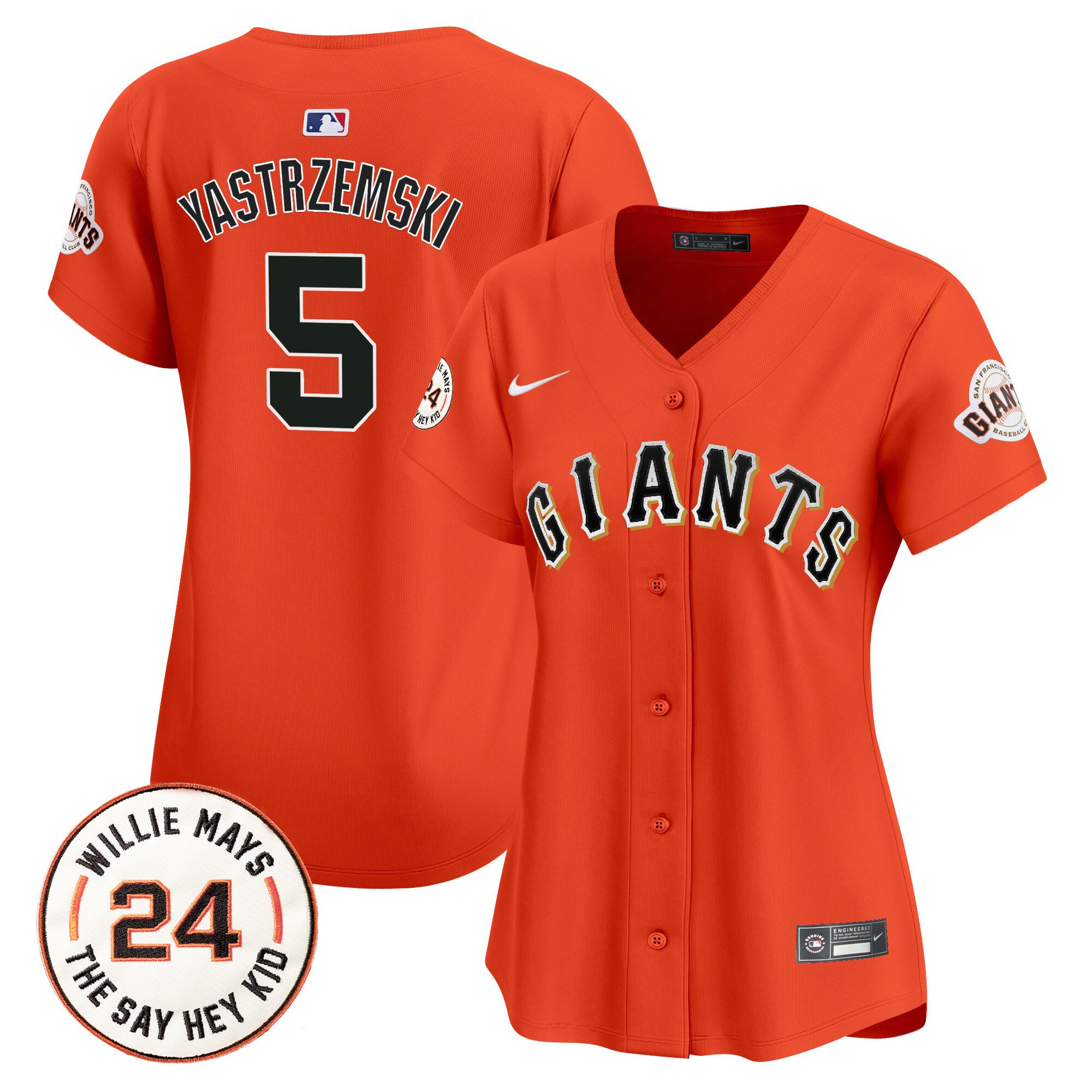 Women's San Francisco Giants 2024 Willie Mays Patch Vapor Premier Limited Jersey - All Stitched
