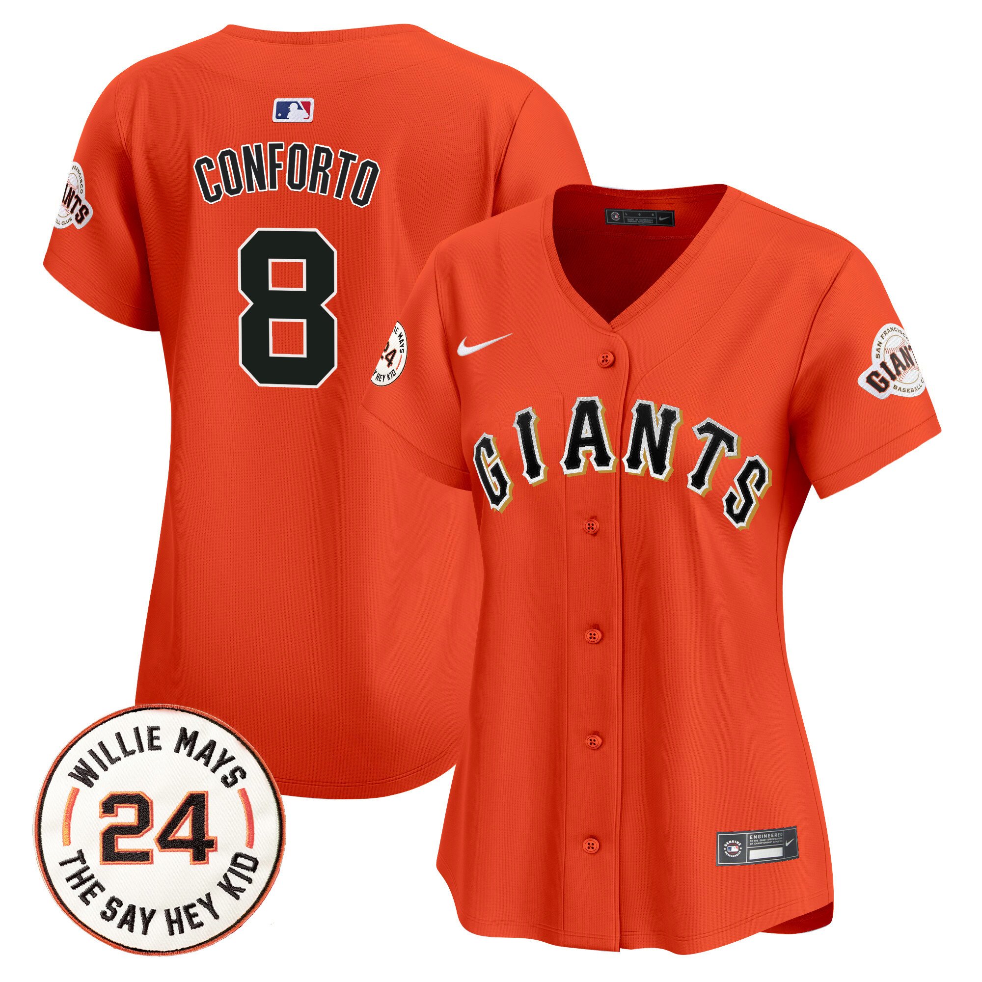 Women's San Francisco Giants 2024 Willie Mays Patch Vapor Premier Limited Jersey - All Stitched