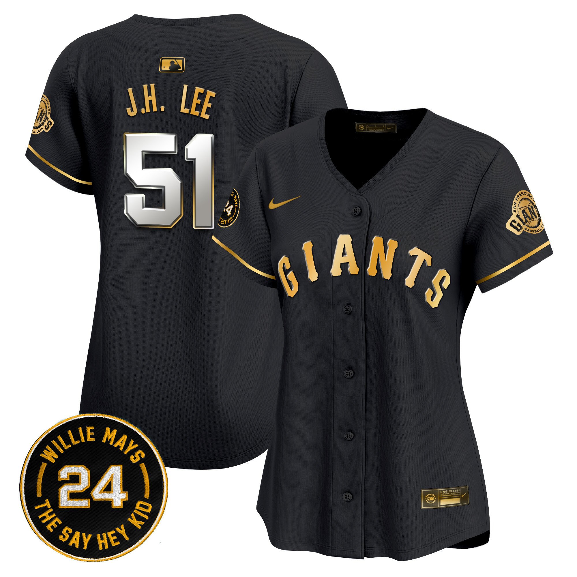 Women's San Francisco Giants 2024 Willie Mays Patch Vapor Premier Limited Jersey - All Stitched