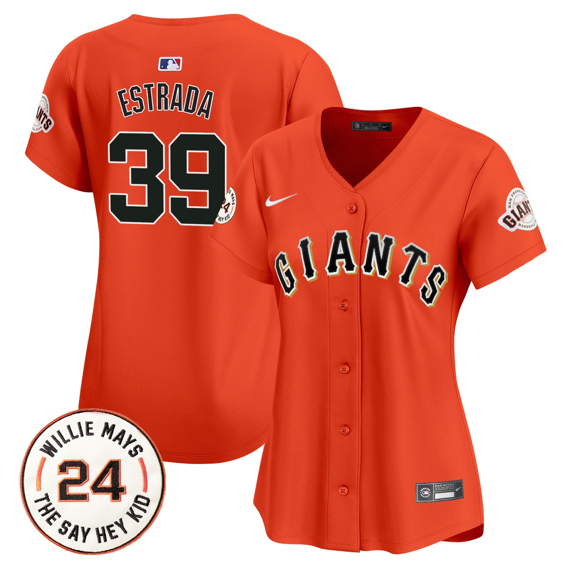 Women's San Francisco Giants 2024 Willie Mays Patch Vapor Premier Limited Jersey - All Stitched