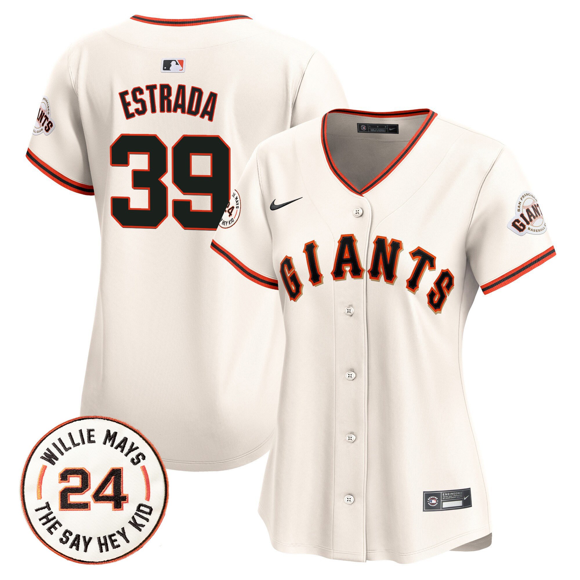 Women's San Francisco Giants 2024 Willie Mays Patch Vapor Premier Limited Jersey - All Stitched