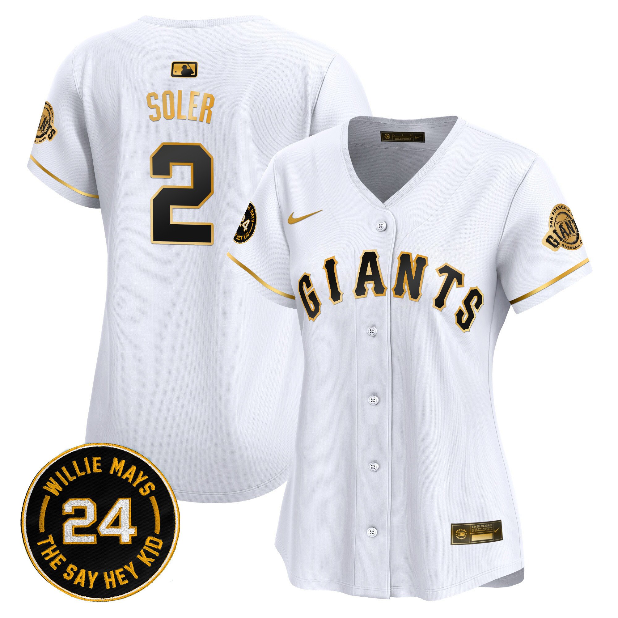 Women's San Francisco Giants 2024 Willie Mays Patch Vapor Premier Limited Jersey - All Stitched