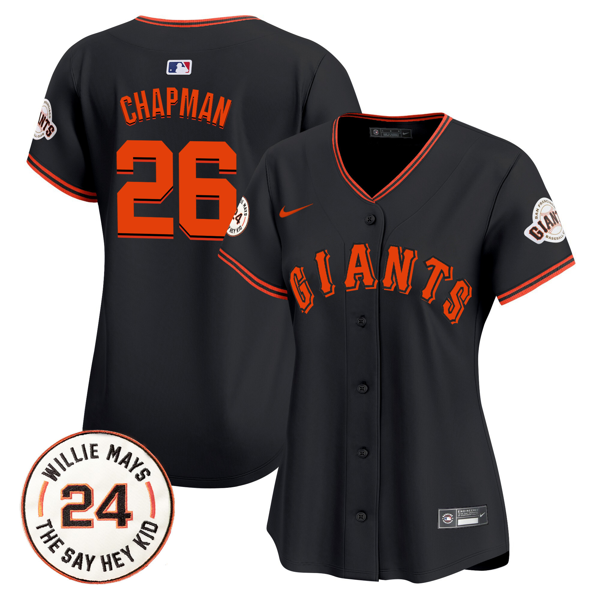 Women's San Francisco Giants 2024 Willie Mays Patch Vapor Premier Limited Jersey - All Stitched