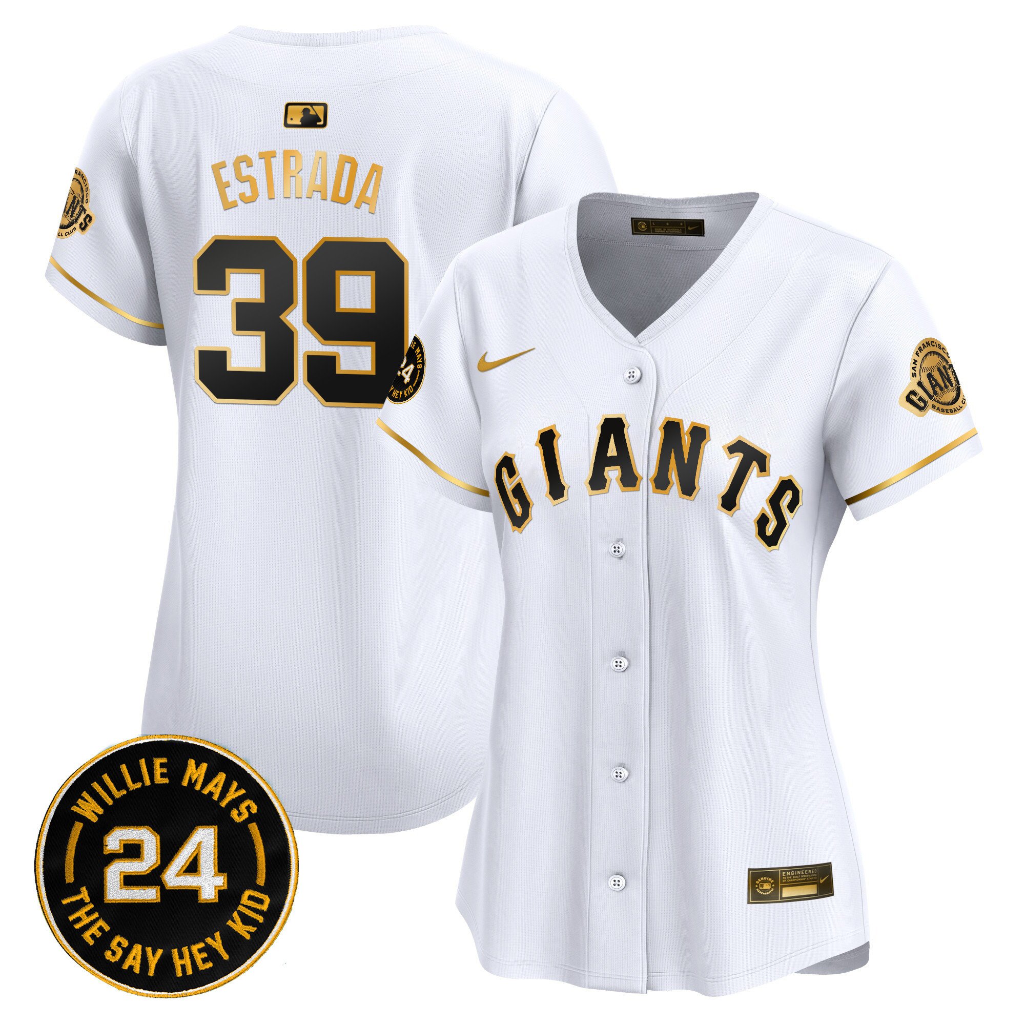Women's San Francisco Giants 2024 Willie Mays Patch Vapor Premier Limited Jersey - All Stitched