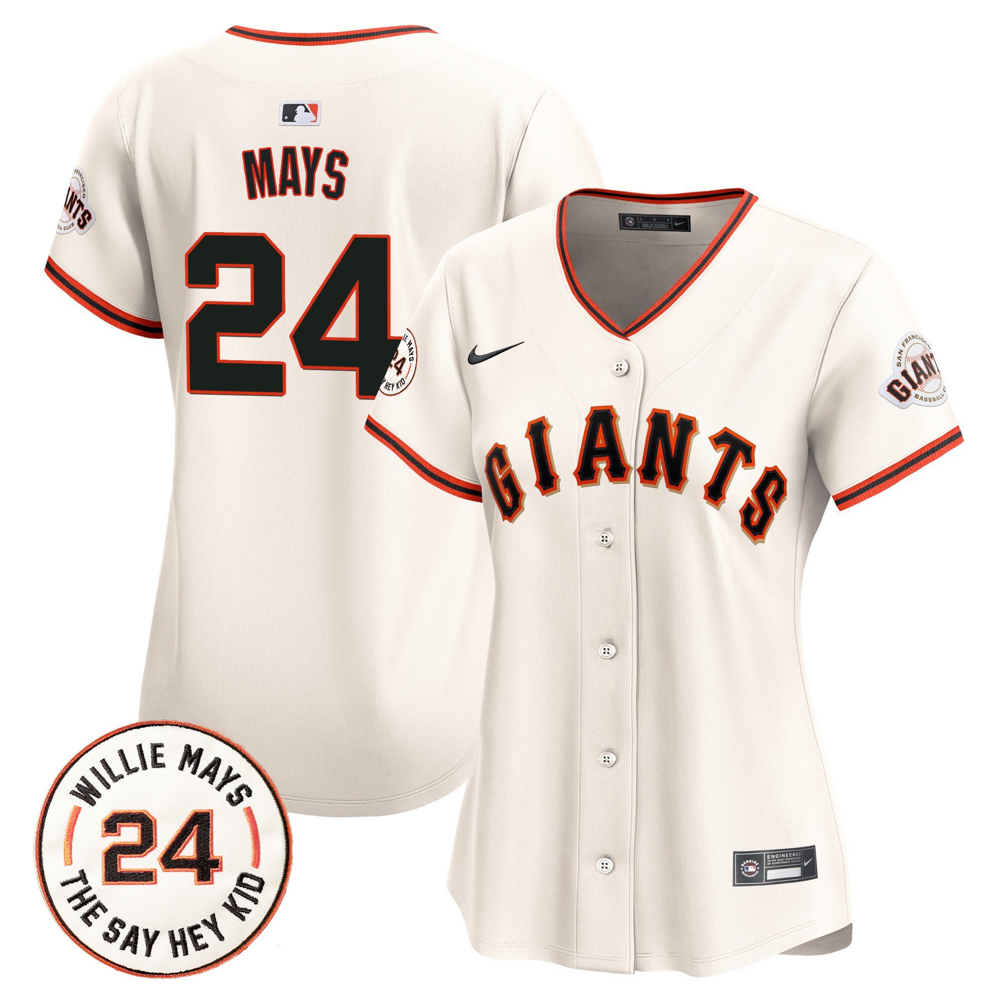 Women's San Francisco Giants 2024 Willie Mays Patch Vapor Premier Limited Jersey - All Stitched