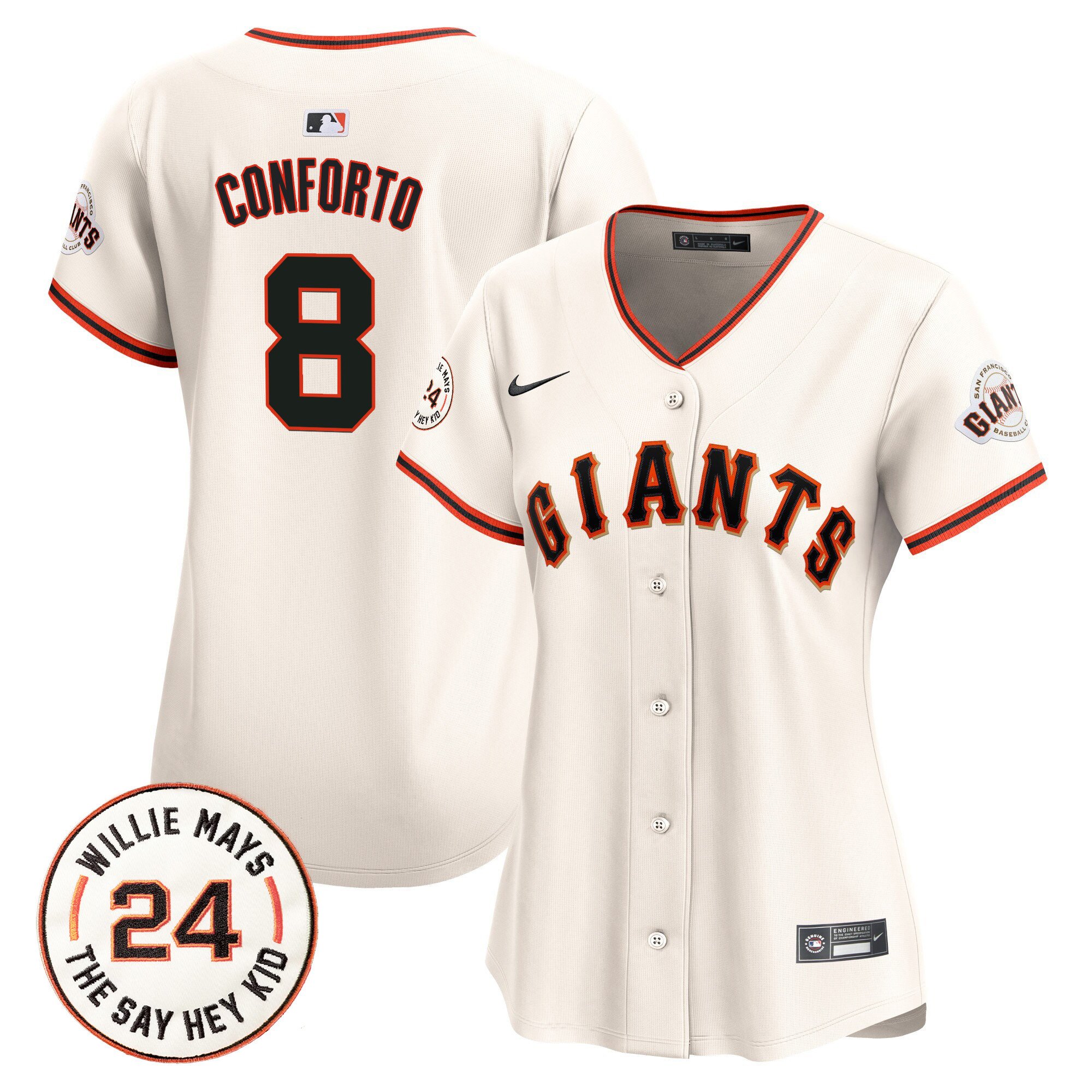 Women's San Francisco Giants 2024 Willie Mays Patch Vapor Premier Limited Jersey - All Stitched