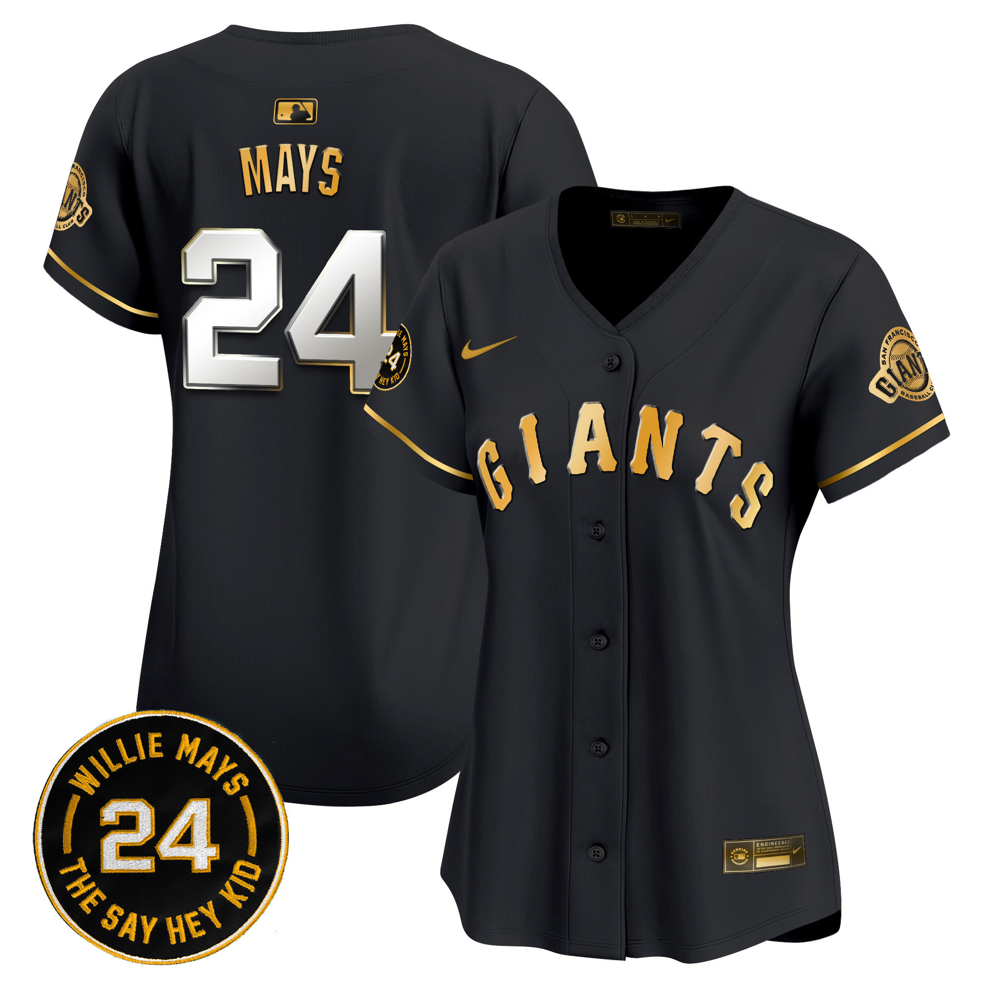 Women's San Francisco Giants 2024 Willie Mays Patch Vapor Premier Limited Jersey - All Stitched