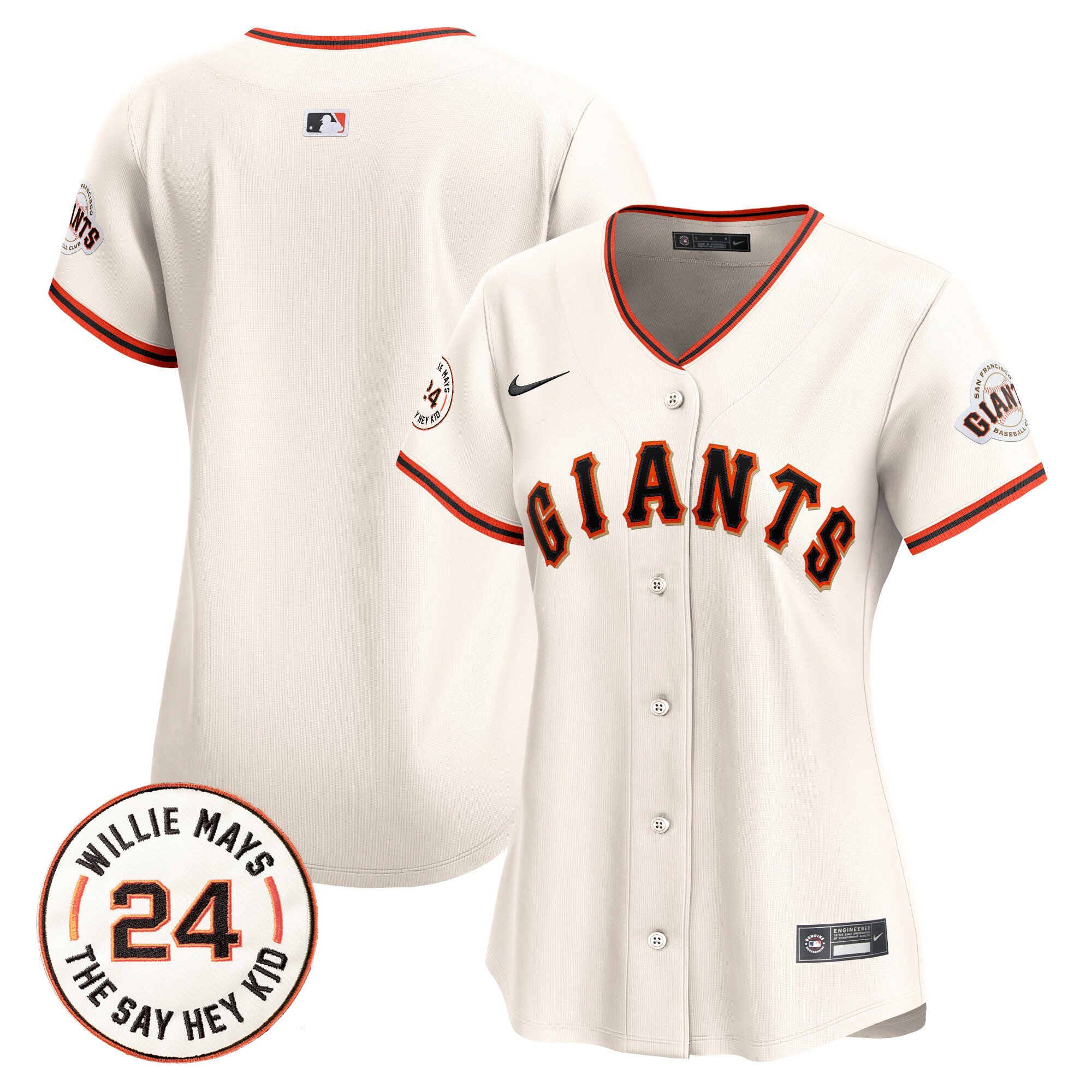 Women's San Francisco Giants 2024 Willie Mays Patch Vapor Premier Limited Jersey - All Stitched
