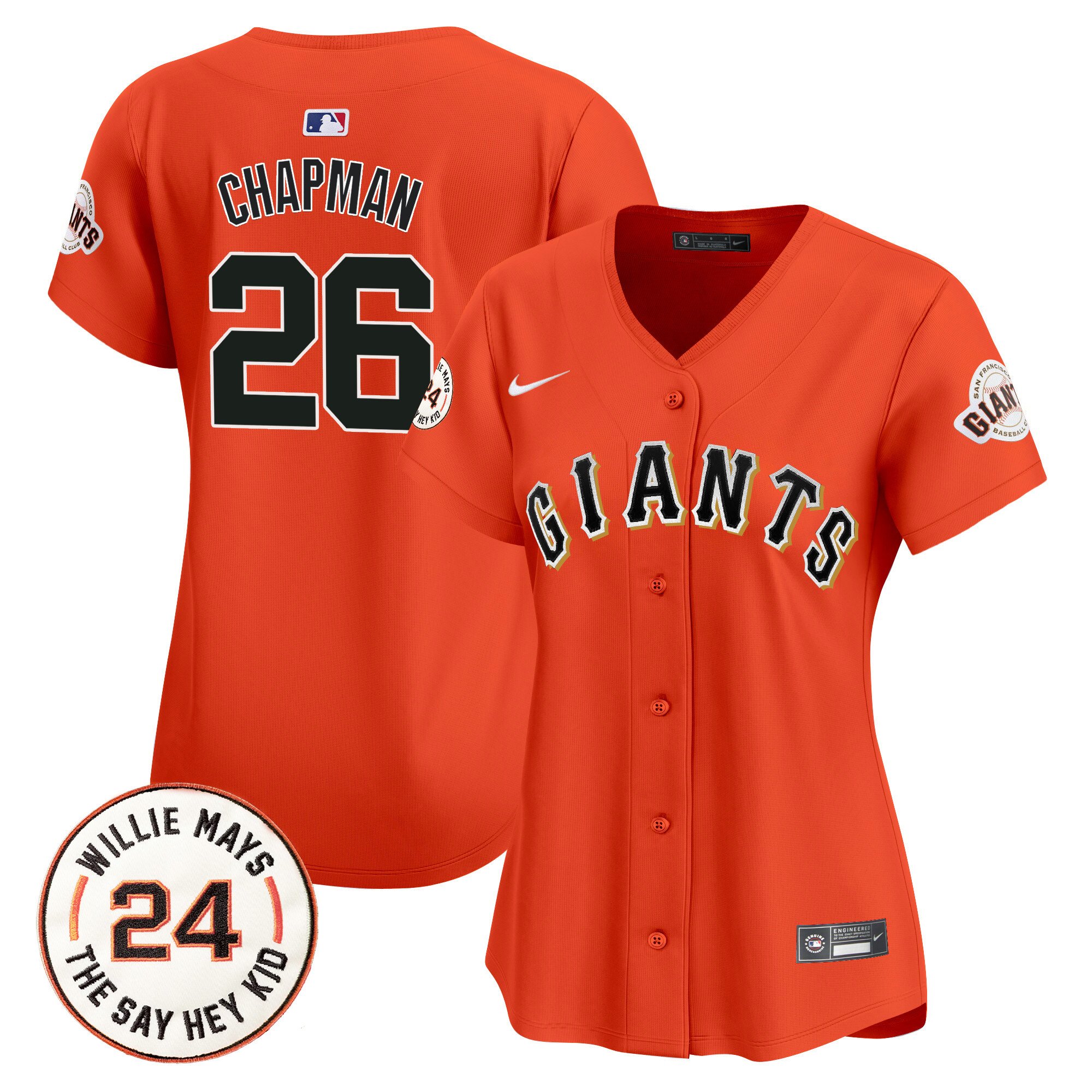 Women's San Francisco Giants 2024 Willie Mays Patch Vapor Premier Limited Jersey - All Stitched