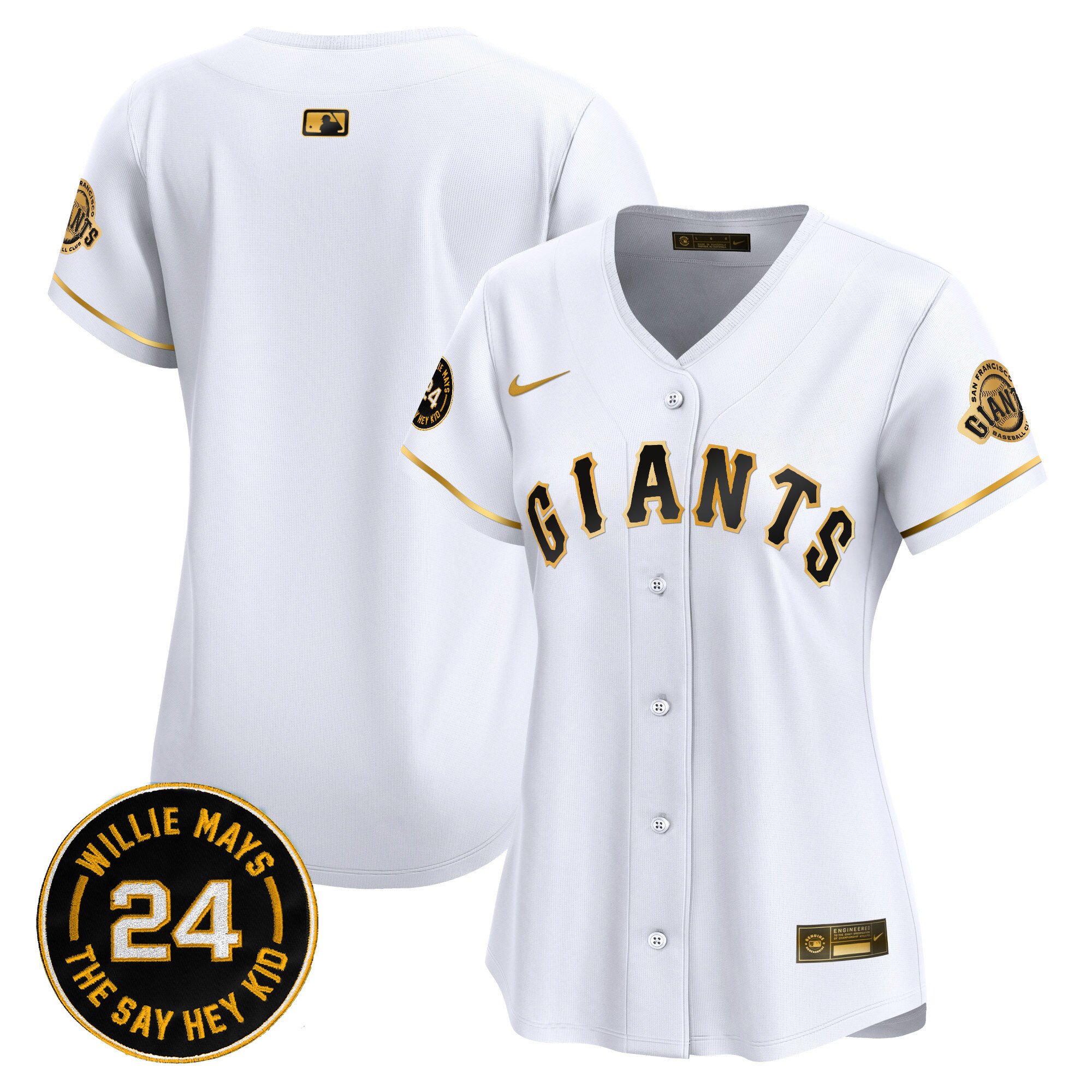 Women's San Francisco Giants 2024 Willie Mays Patch Vapor Premier Limited Jersey - All Stitched
