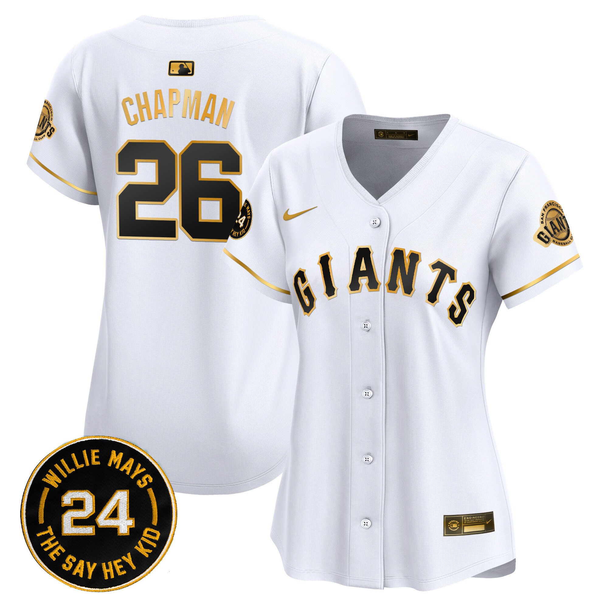 Women's San Francisco Giants 2024 Willie Mays Patch Vapor Premier Limited Jersey - All Stitched
