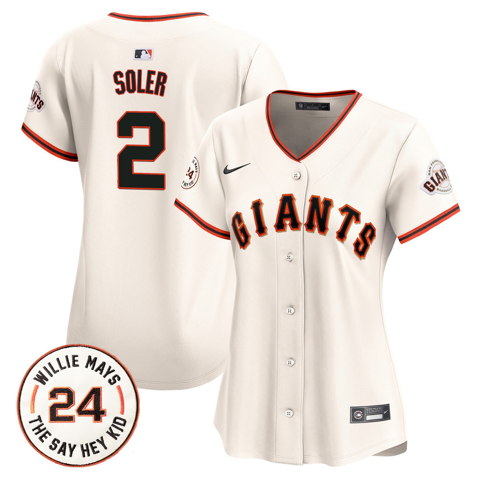 Women's San Francisco Giants 2024 Willie Mays Patch Vapor Premier Limited Jersey - All Stitched